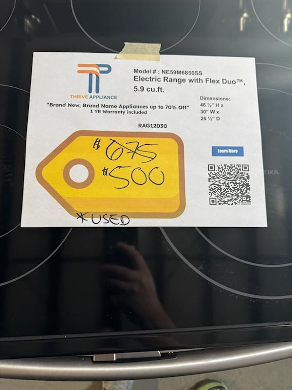 GREAT SAMSUNG GENTLY USED ELECTRIC RANGE MODEL: NE59M6850SS RAG12030