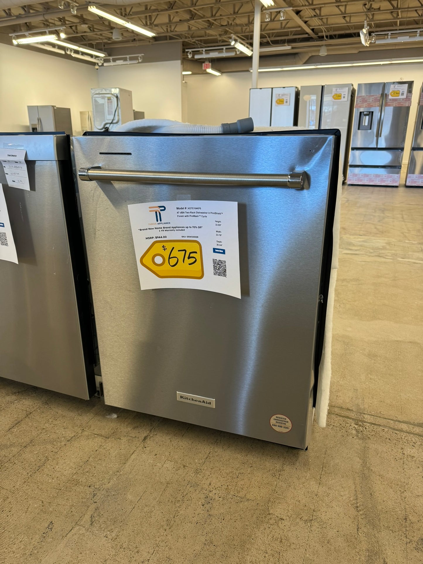 KITCHENAID TOP CONTROL DISHWASHER with FREE-FLEX RACK MODEL: KDTE104KPS DSW10002R
