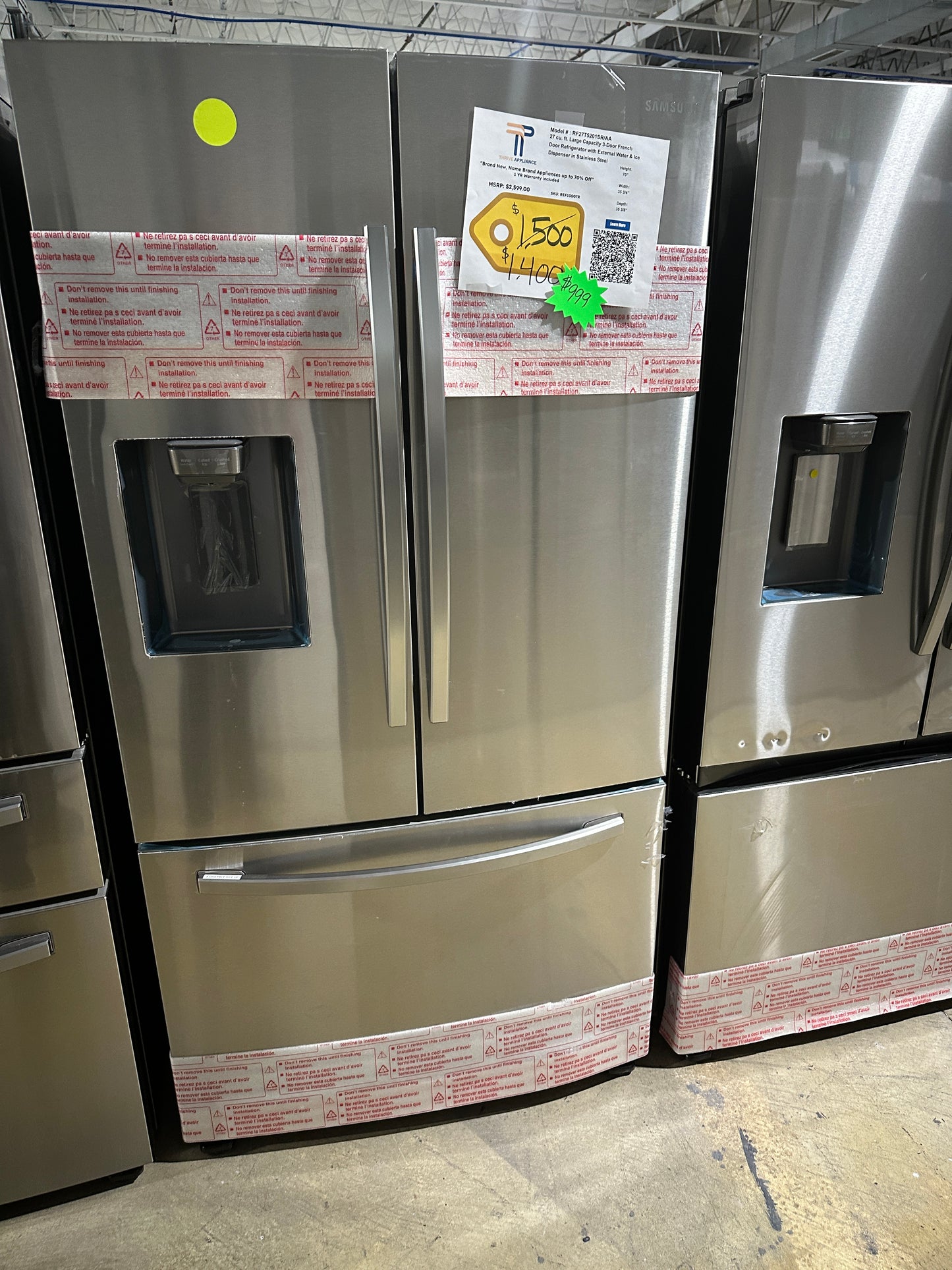 DISCOUNTED BRAND NEW SAMSUNG 3-DOOR REFRIGERATOR MODEL: RF27T5201SR/AA REF10007RS