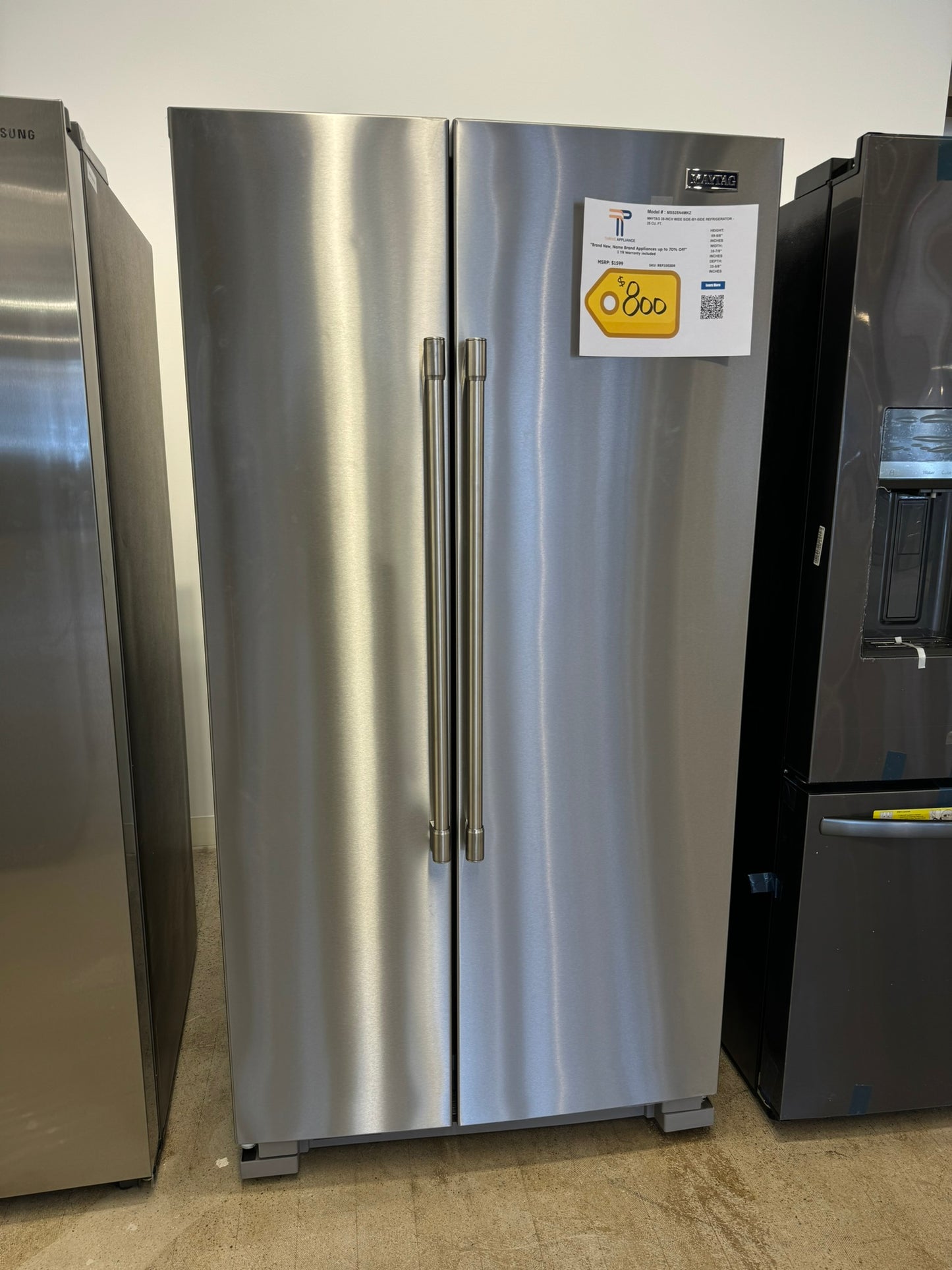 NEW MAYTAG SIDE-BY-SIDE REFRIGERATOR MODEL: MSS25N4MKZ REF10020R