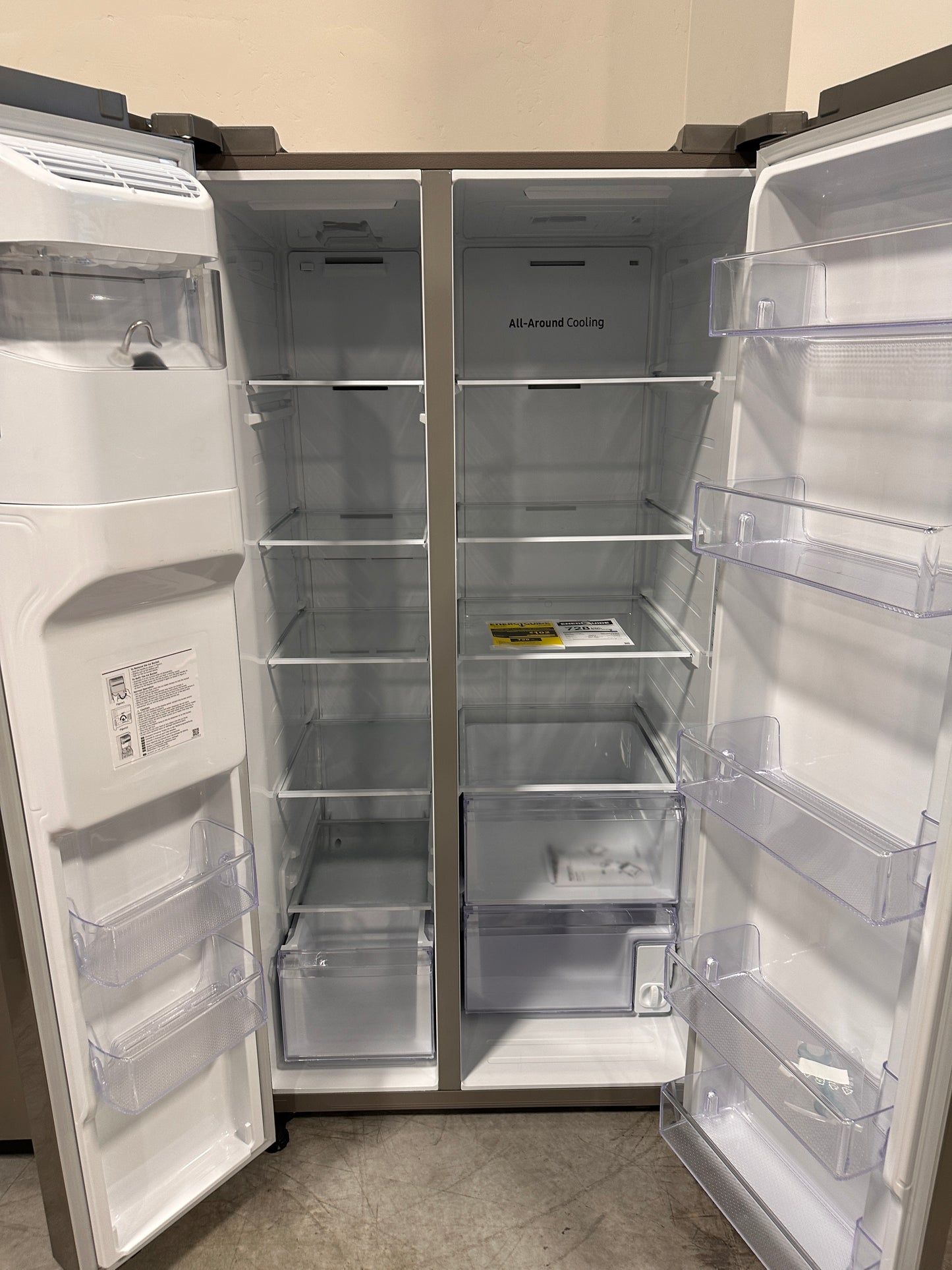 NEW SAMSUNG SIDE BY SIDE STAINLESS STEEL REFRIGERATOR MODEL: RS27T5200SR REF13271