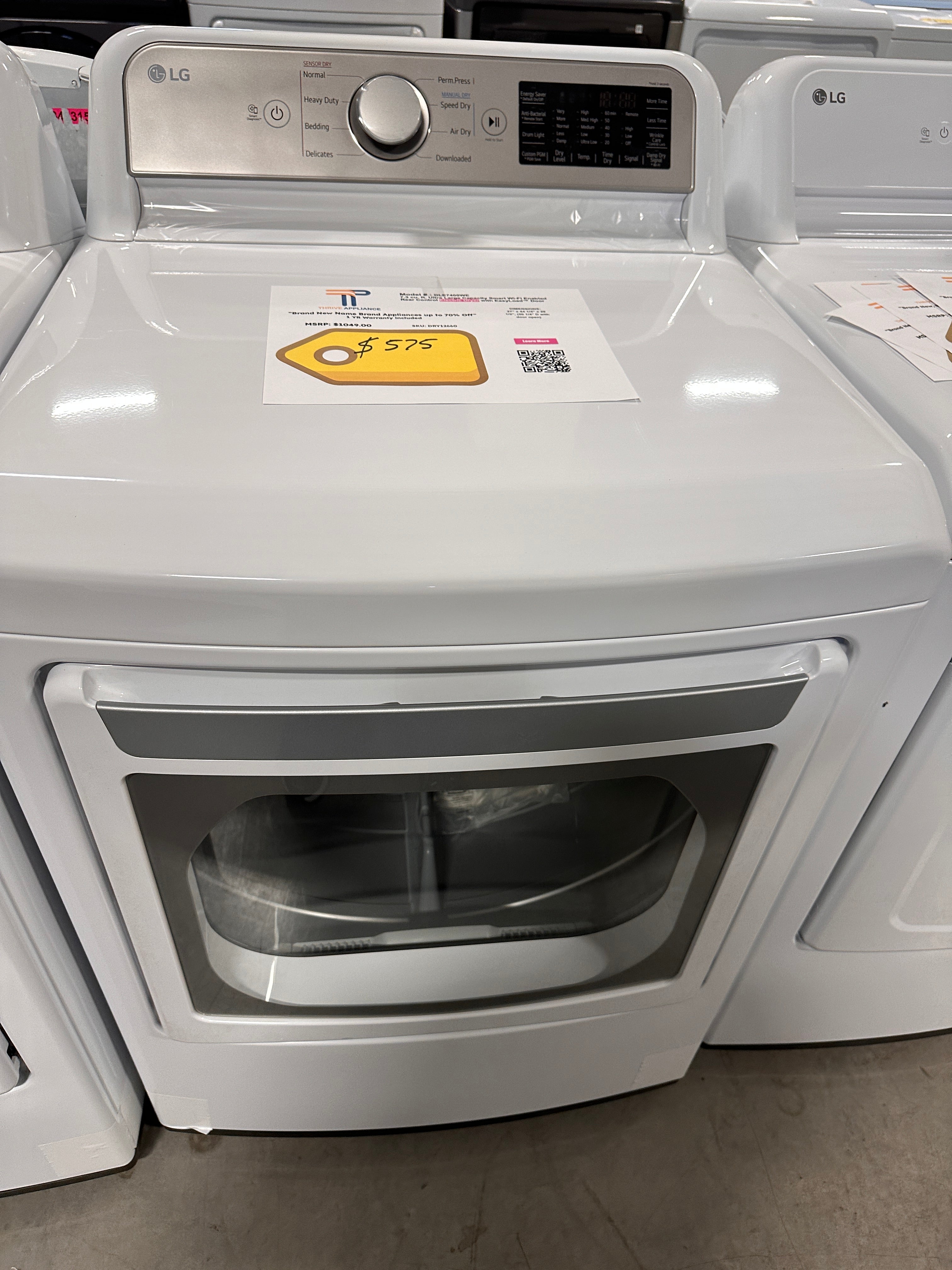 GREAT NEW LG SMART ELECTRIC DRYER MODEL DLE7400WE DRY12660 Thrive