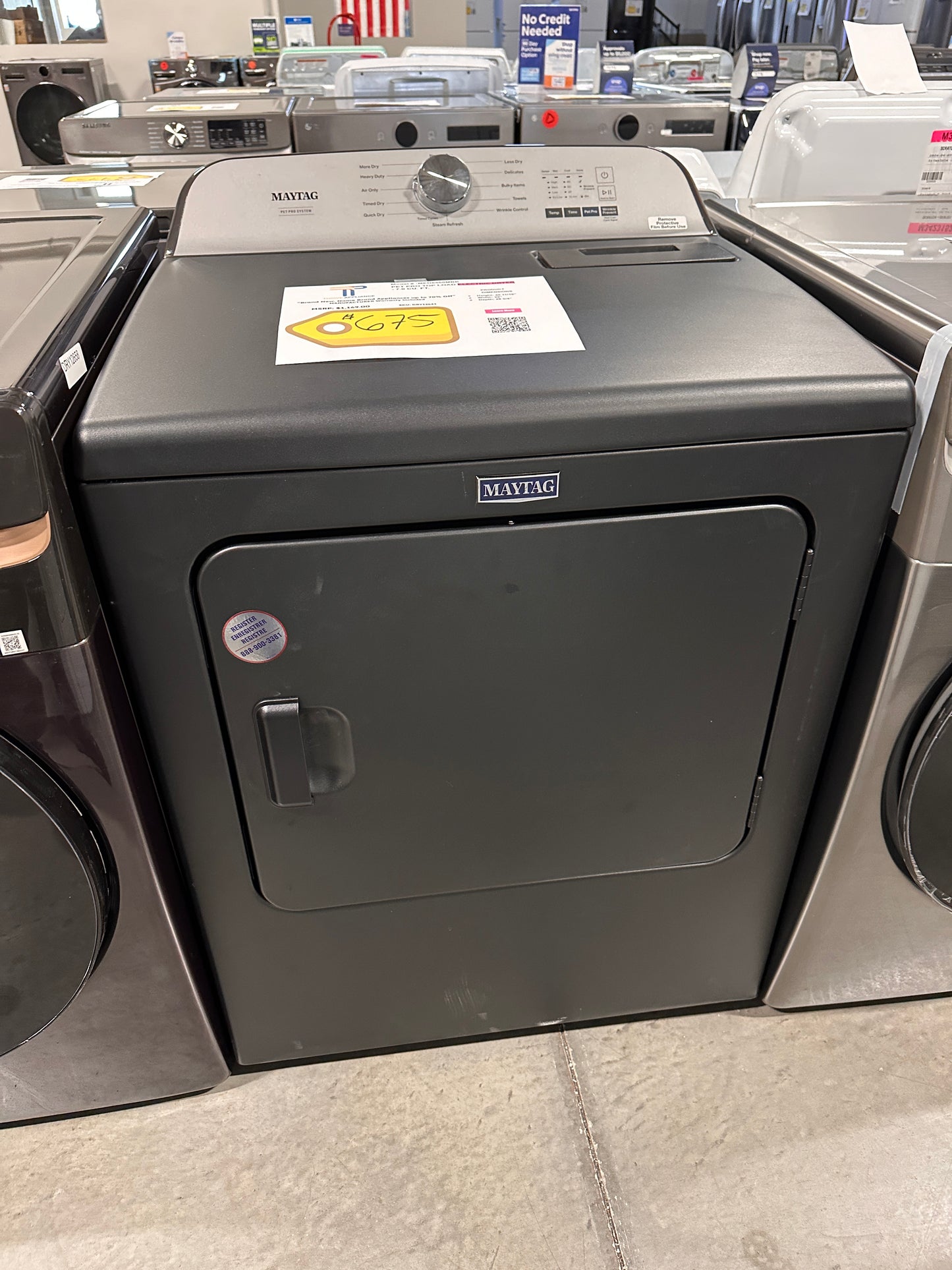 DISCOUNTED NEW MAYTAG ELECTRIC DRYER WITH PET PRO SYSTEM - MODEL: MED6500MBK DRY12641