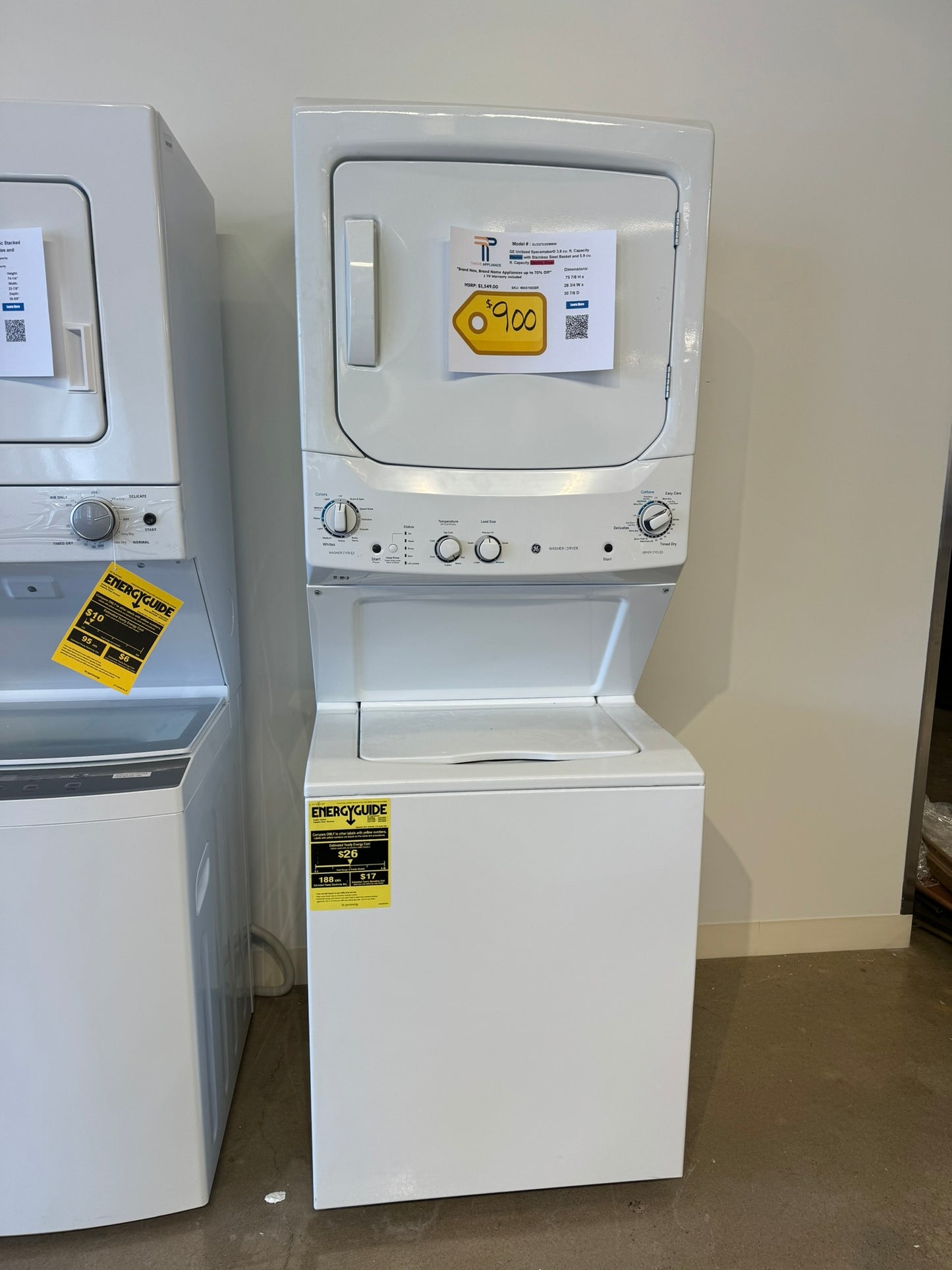 GREAT NEW GE ELECTRIC DRYER LAUNDRY CENTER MODEL: GUD27ESSMWW WAS10026R