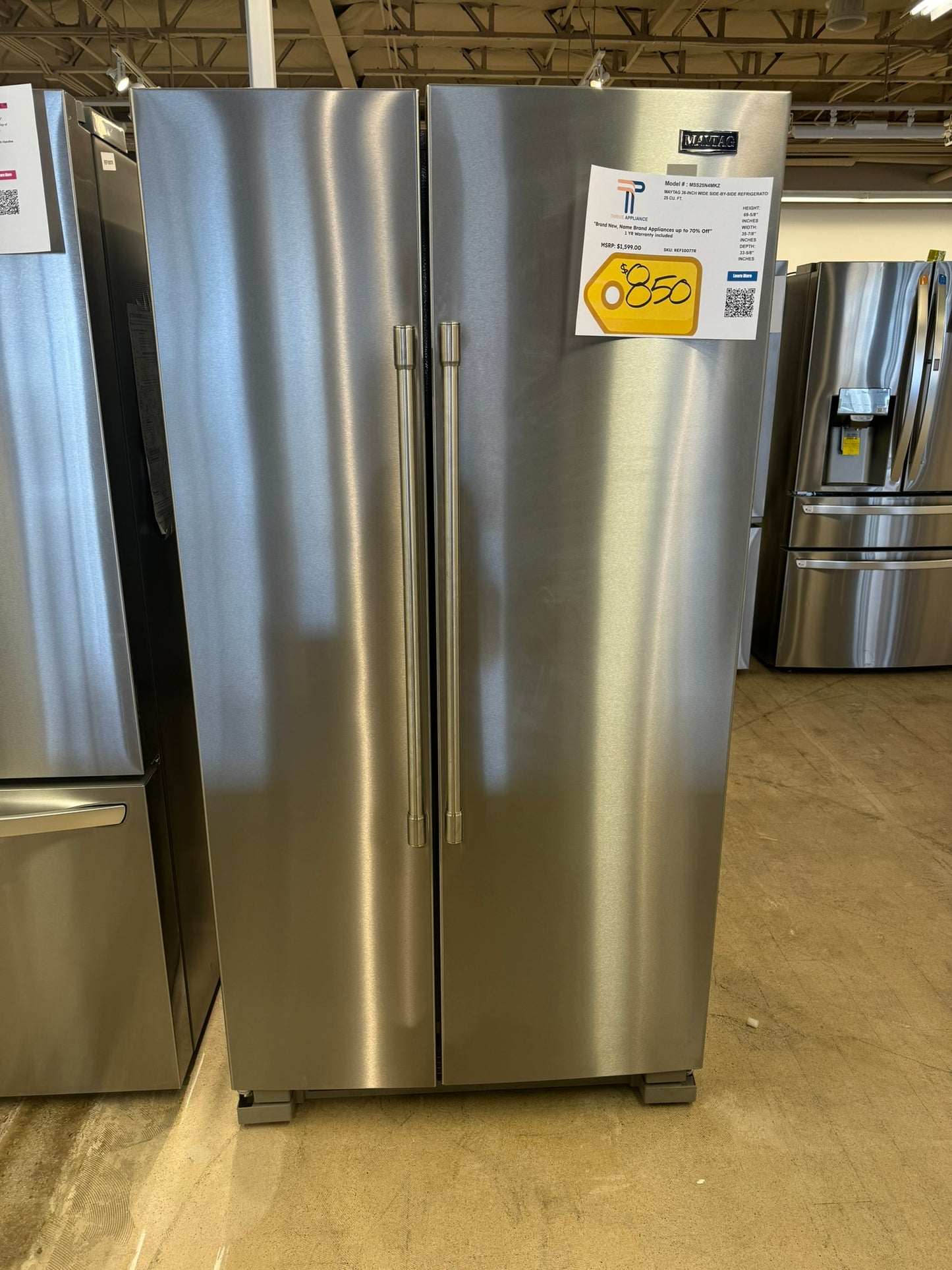 GREAT NEW MAYTAG SIDE BY SIDE REFRIGERATOR MODEL: MSS25N4MKZ REF10077R