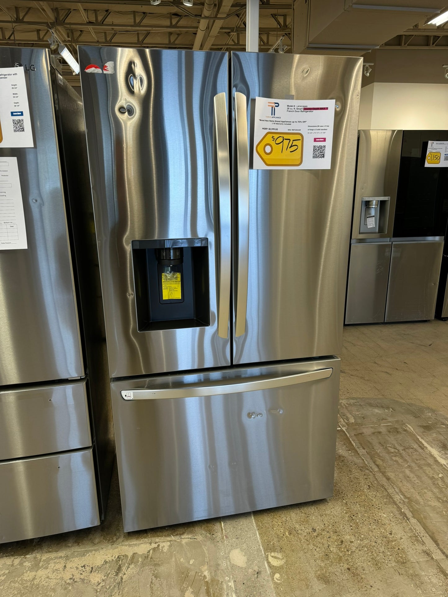 COUNTER DEPTH LG SMART REFRIGERATOR MODEL: LRFXC2606S REF10111R