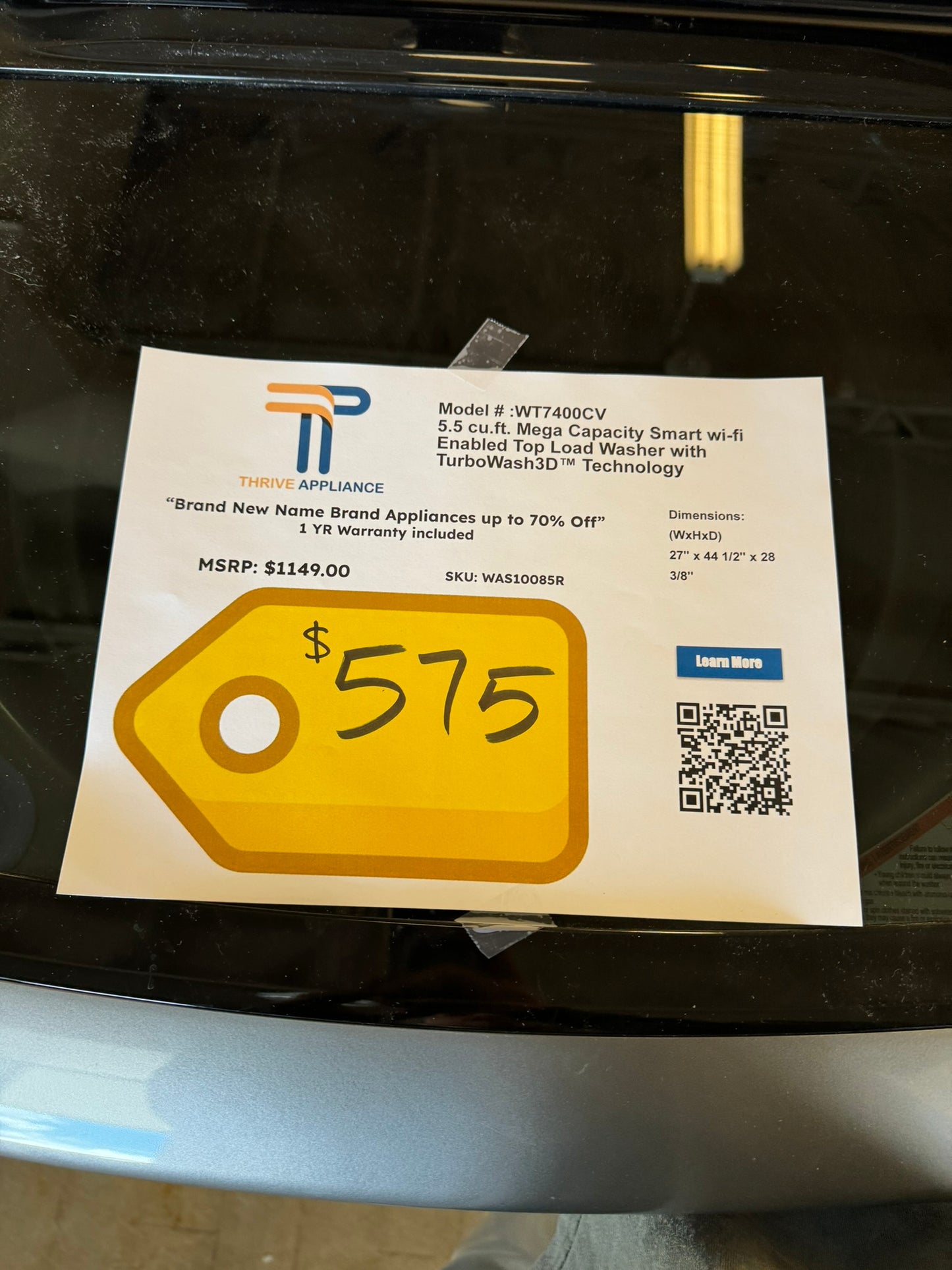 BEAUTIFUL NEW TOP LOAD LG WASHER MODEL: WT7400CV WAS10085R