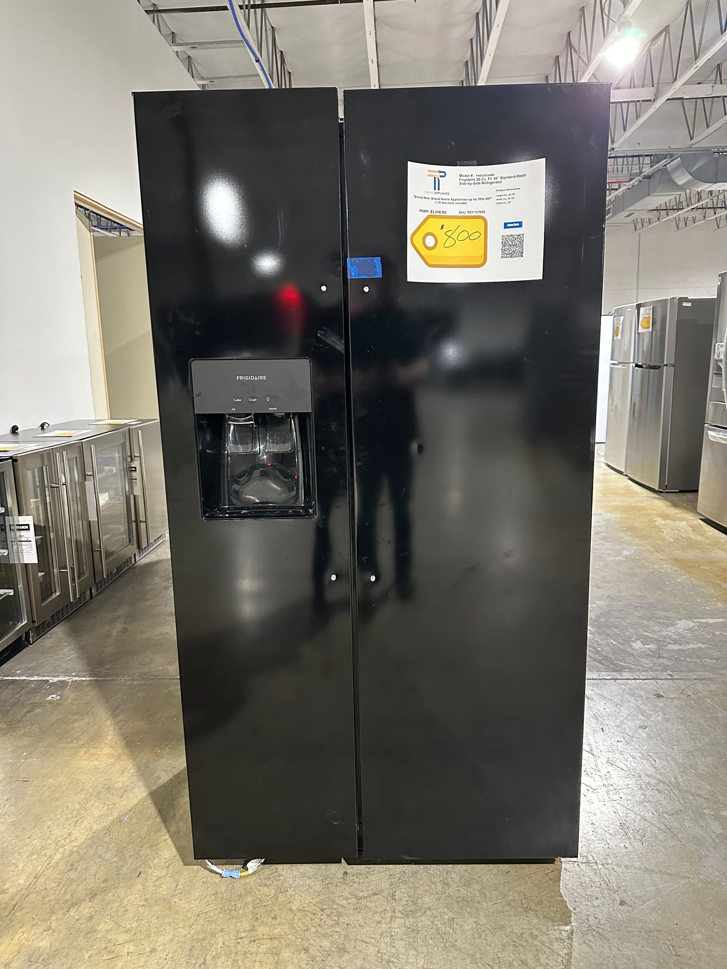 Frigidaire - 25.6 Cu. Ft. Side-by-Side Refrigerator - Black MODEL: FRSS2623ABE REF13769S