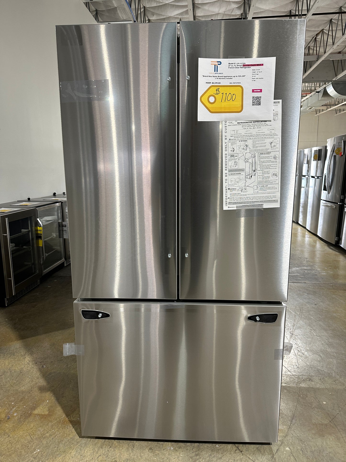 27 Cu. Ft. Smart Counter-Depth MAX French Door Refrigerator LG MODEL: LRFLC2706S REF13760S