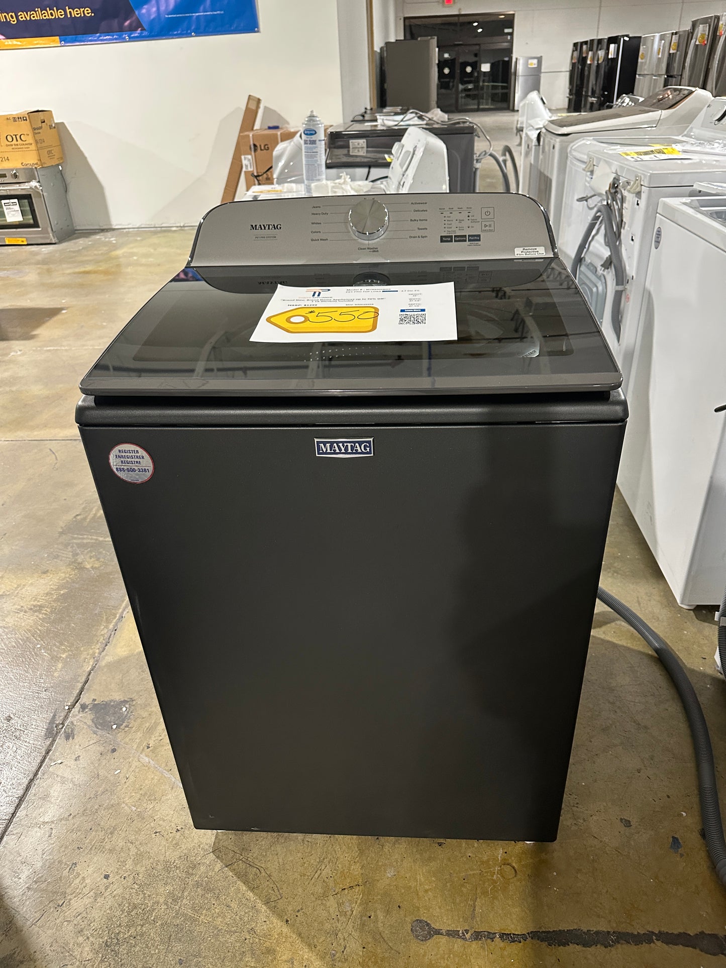 Beautiful Brand New Maytag Pet Pro Top Load Washer MODEL: MVW6500MBK WAS12395S