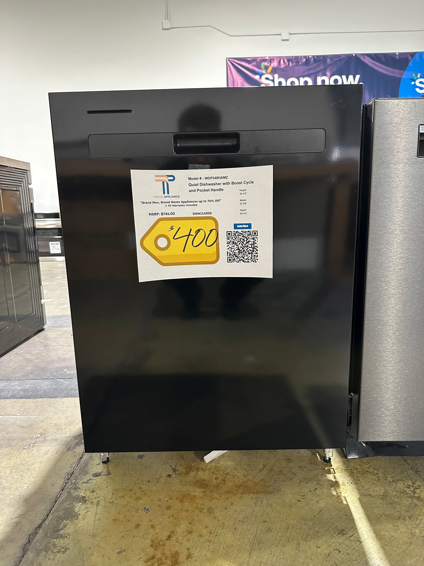 GORGEOUS Whirlpool Quiet Dishwasher with Boost Cycle and Pocket Handle MODEL: WDP540HAMB DSW11430S