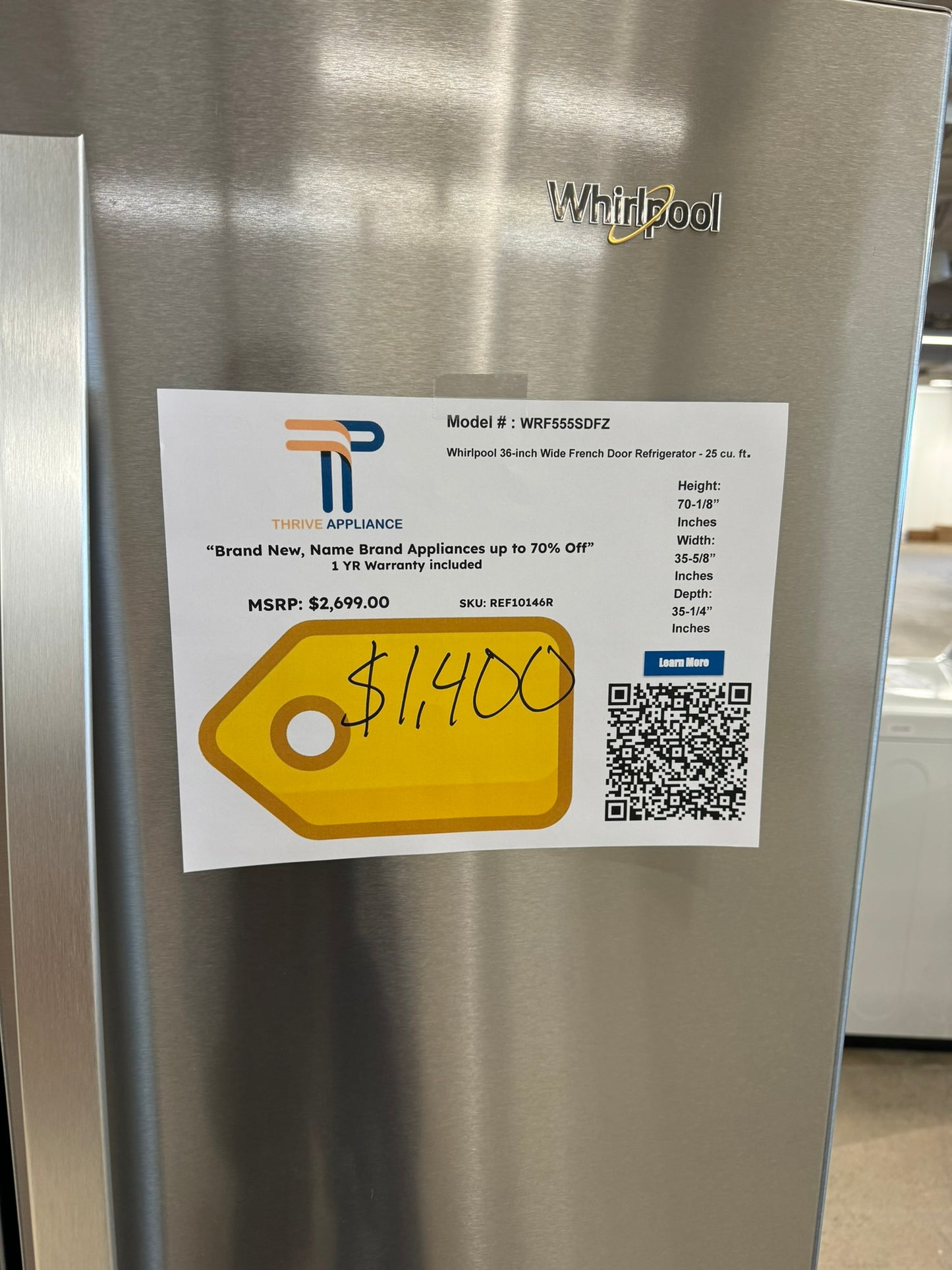 GREAT NEW WHIRLPOOL FRENCH DOOR REFRIGERATOR MODEL: WRF555SDFZ REF10146Rs