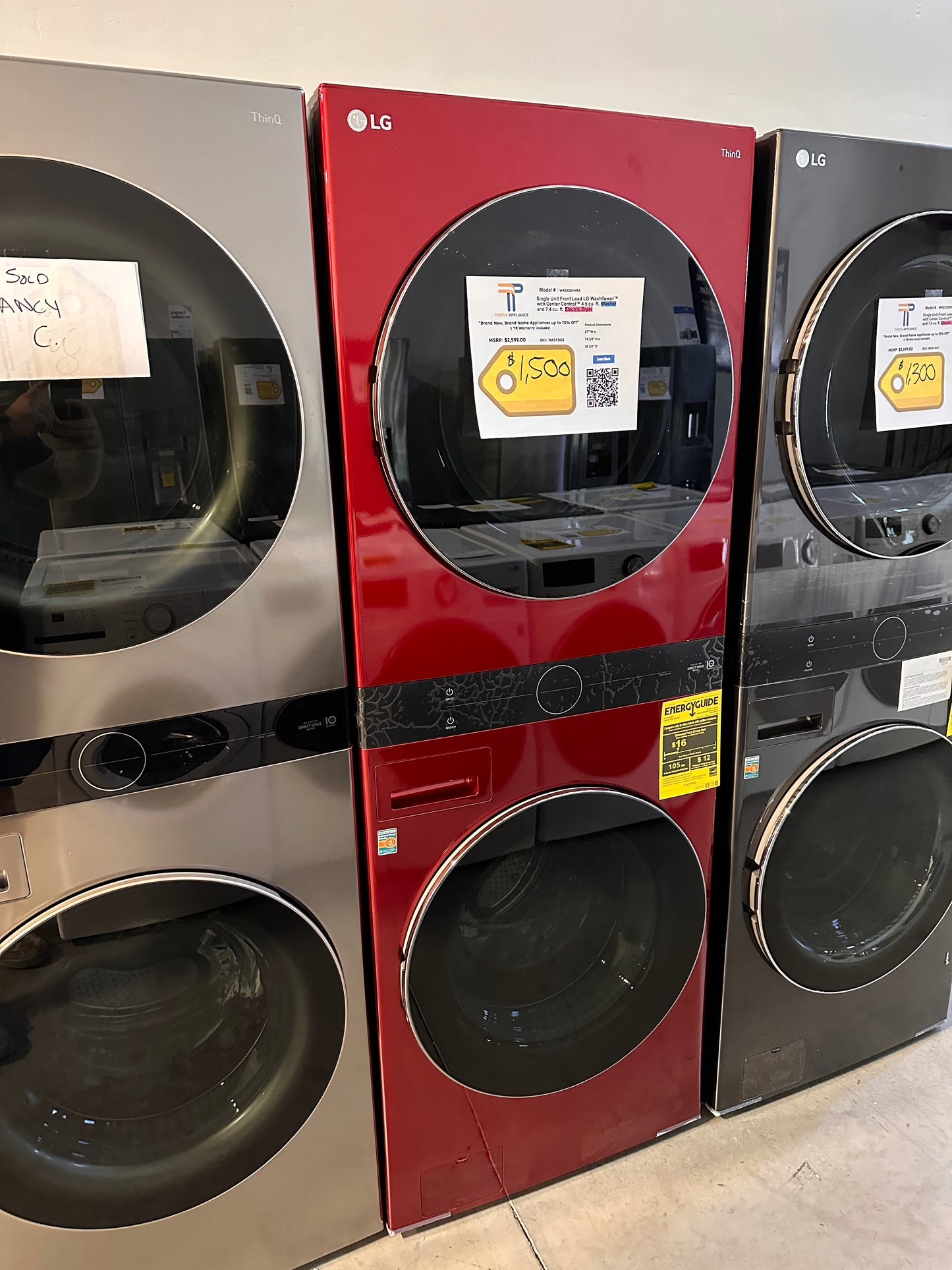 CANDY APPLE RED LG WASHTOWER SMART STACKED LAUNDRY UNIT MODEL: WKEX200HRA WAS13432