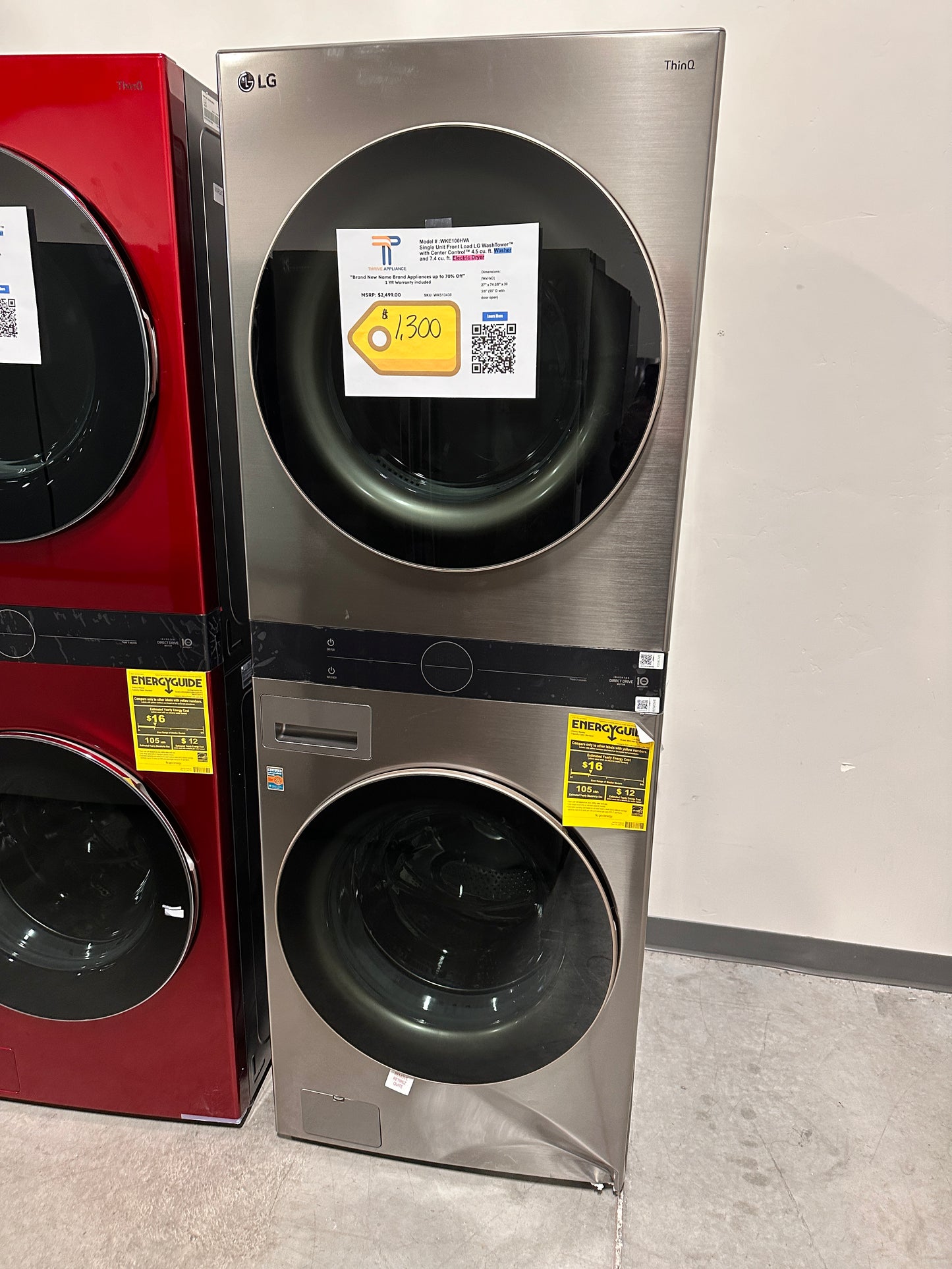 BEAUTIFUL BRAND NEW LG SMART FRONT LOAD WASHER ELECTRIC DRYER UNIT MODEL: WKE100HVA WAS13430