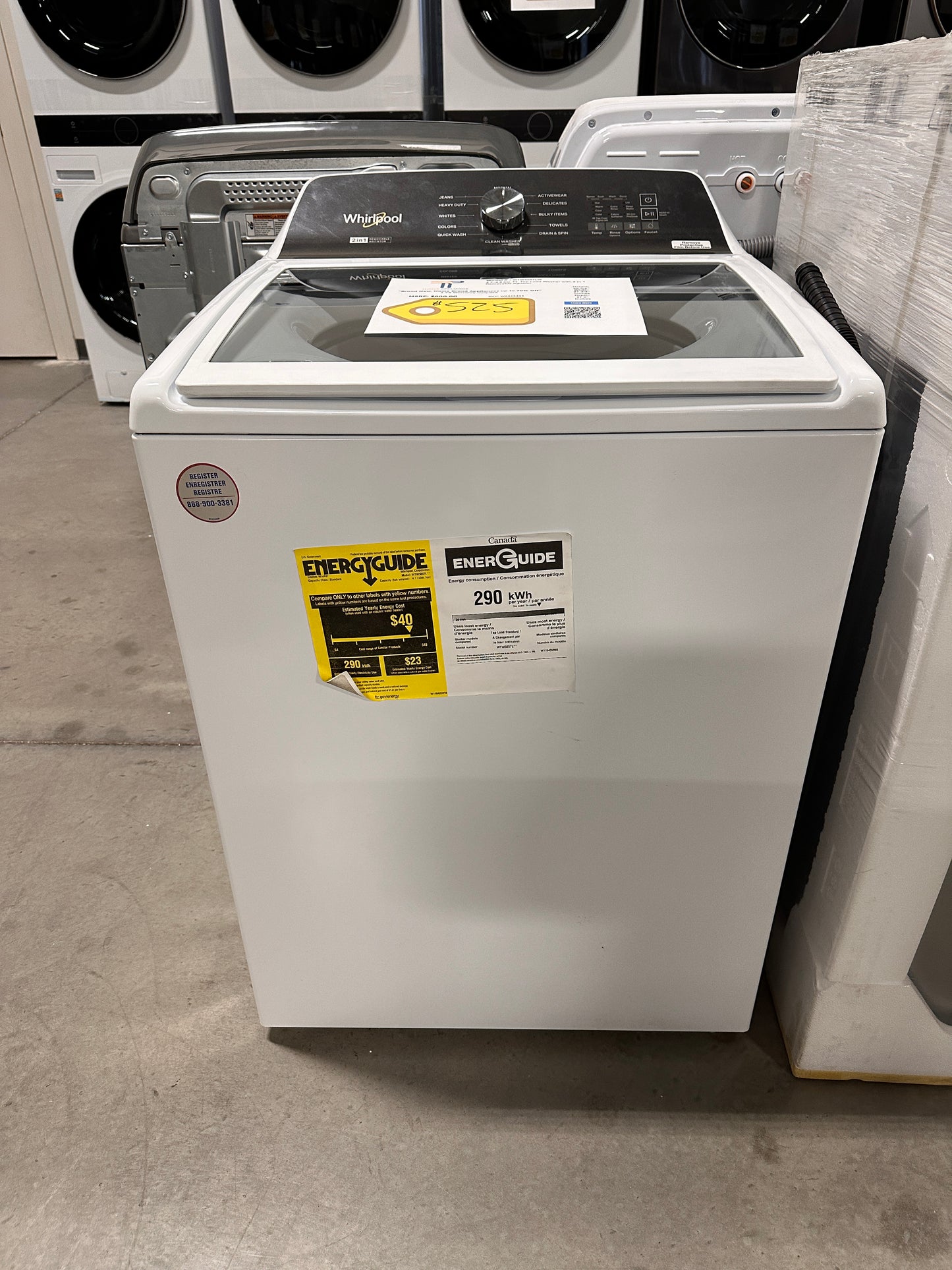 2 in 1 REMOVABLE AGITATOR WHIRLPOOL TOP LOAD WASHER MODEL: WTW5057LW WAS13453