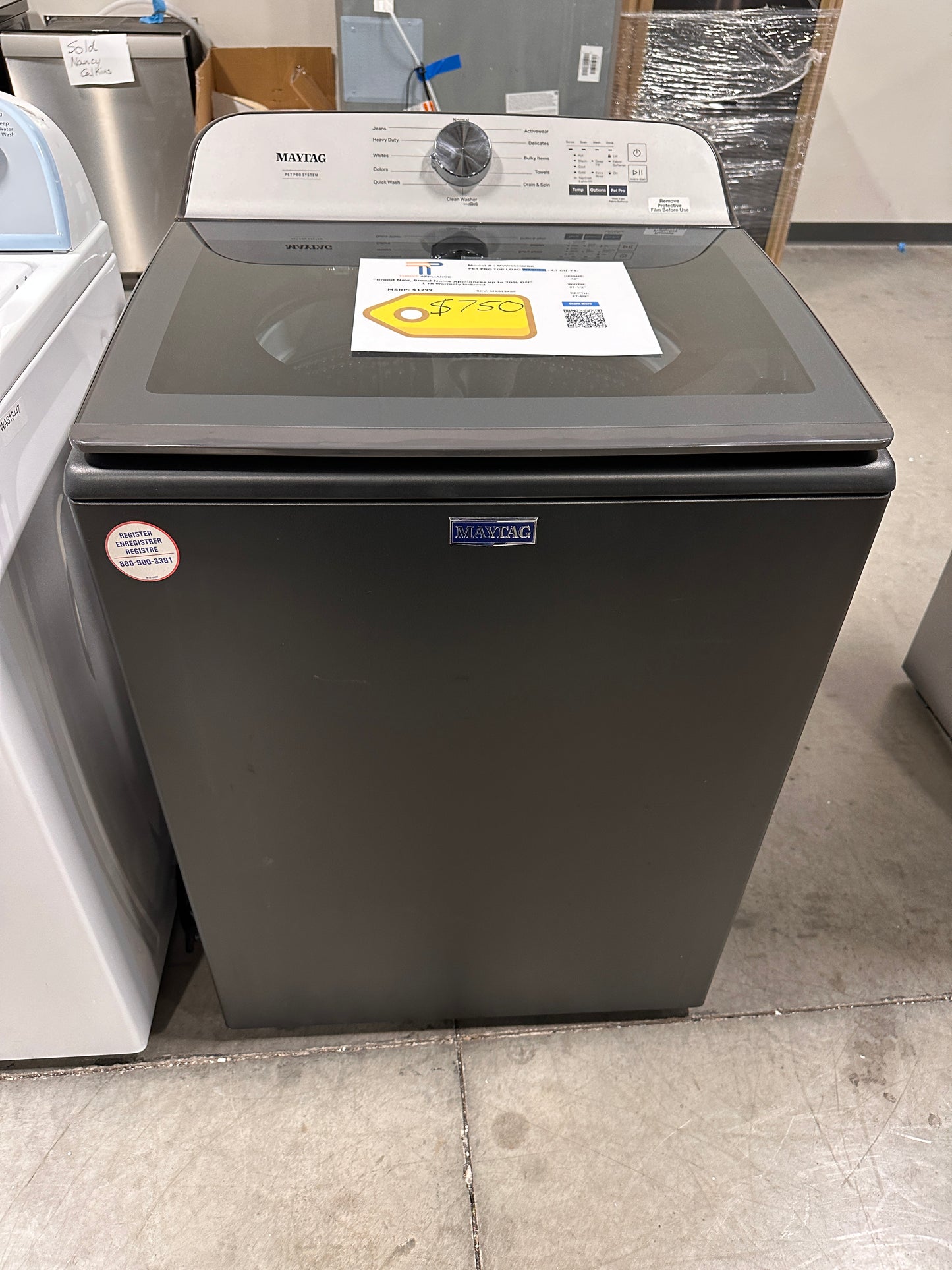 PET PRO SYSTEM HIGH EFFICIENCY TOP LOAD WASHER MODEL: MVW6500MBK WAS13465