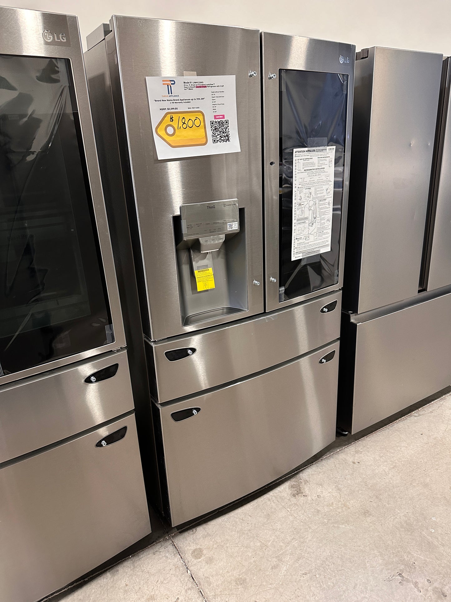 NEW COUNTER DEPTH LG REFRIGERATOR WITH CRAFT ICE MODEL: LRMVC2306S REF13409