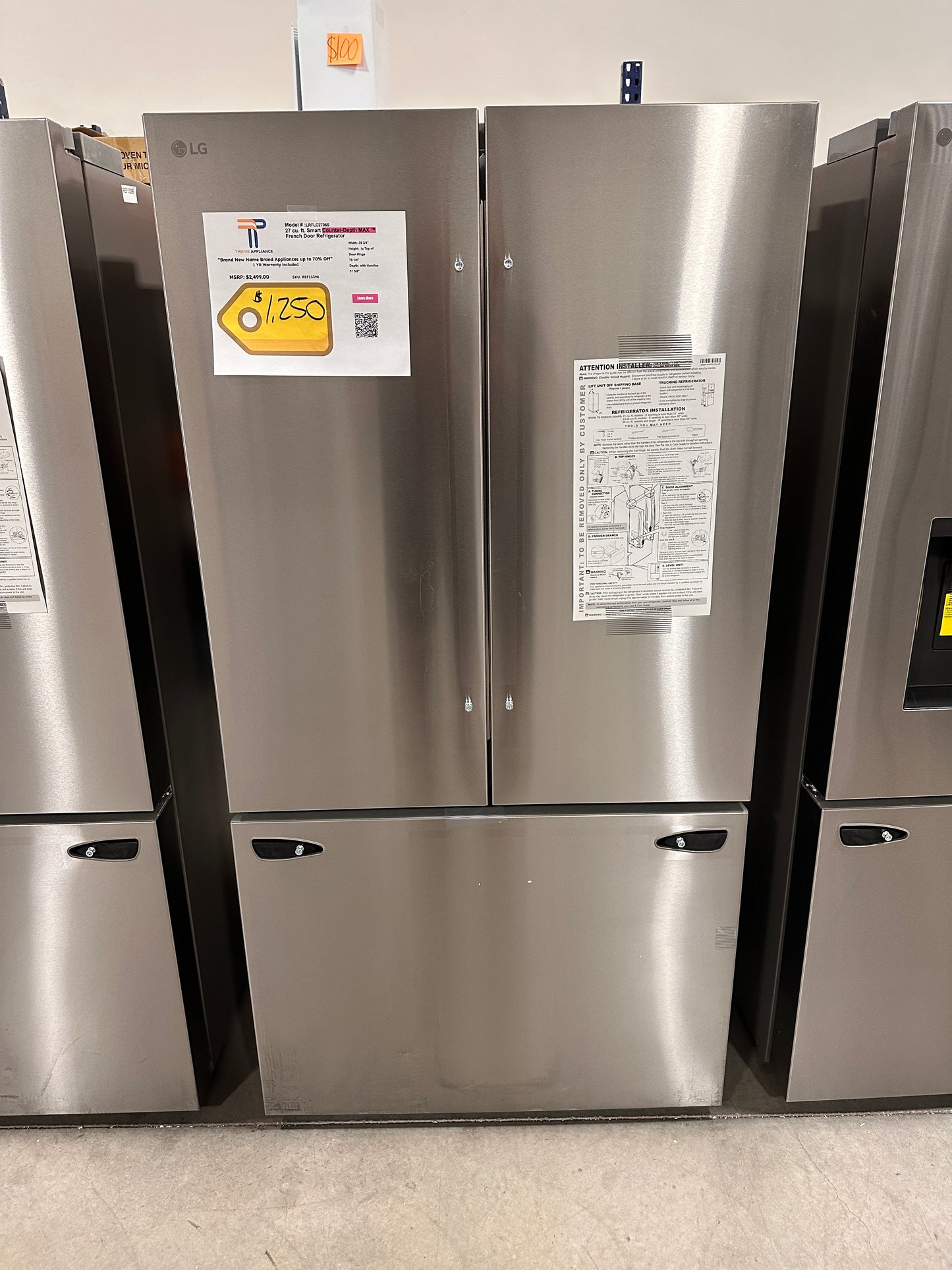 NEW COUNTER DEPTH MAX FRENCH DOOR SMART REFRIGERATOR MODEL: LRFLC2706S REF13398