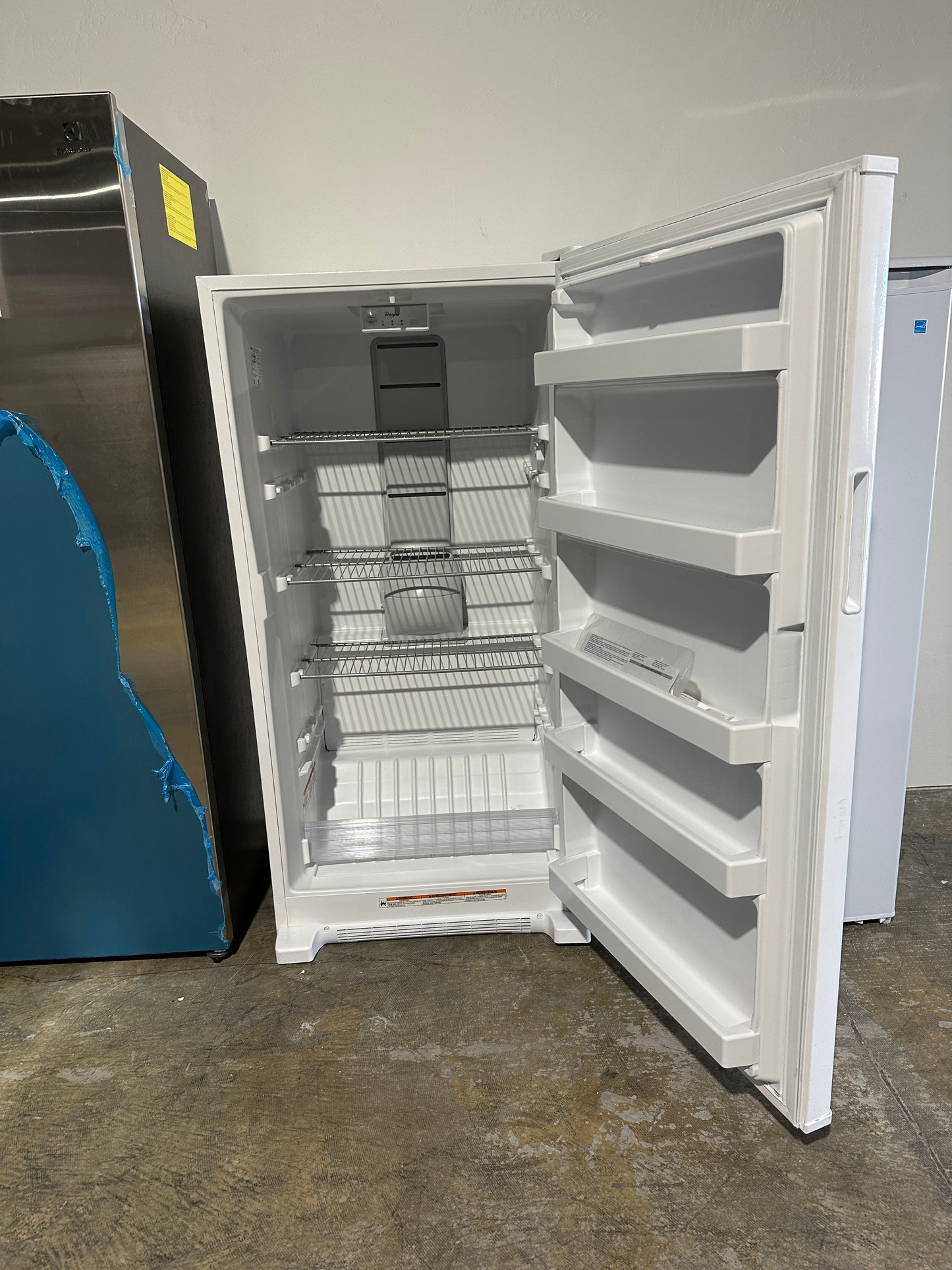 NEW! Whirlpool 16 cu. ft. Upright Freezer with LED Lighting MODEL: WZF34X16DW FRZ11205S