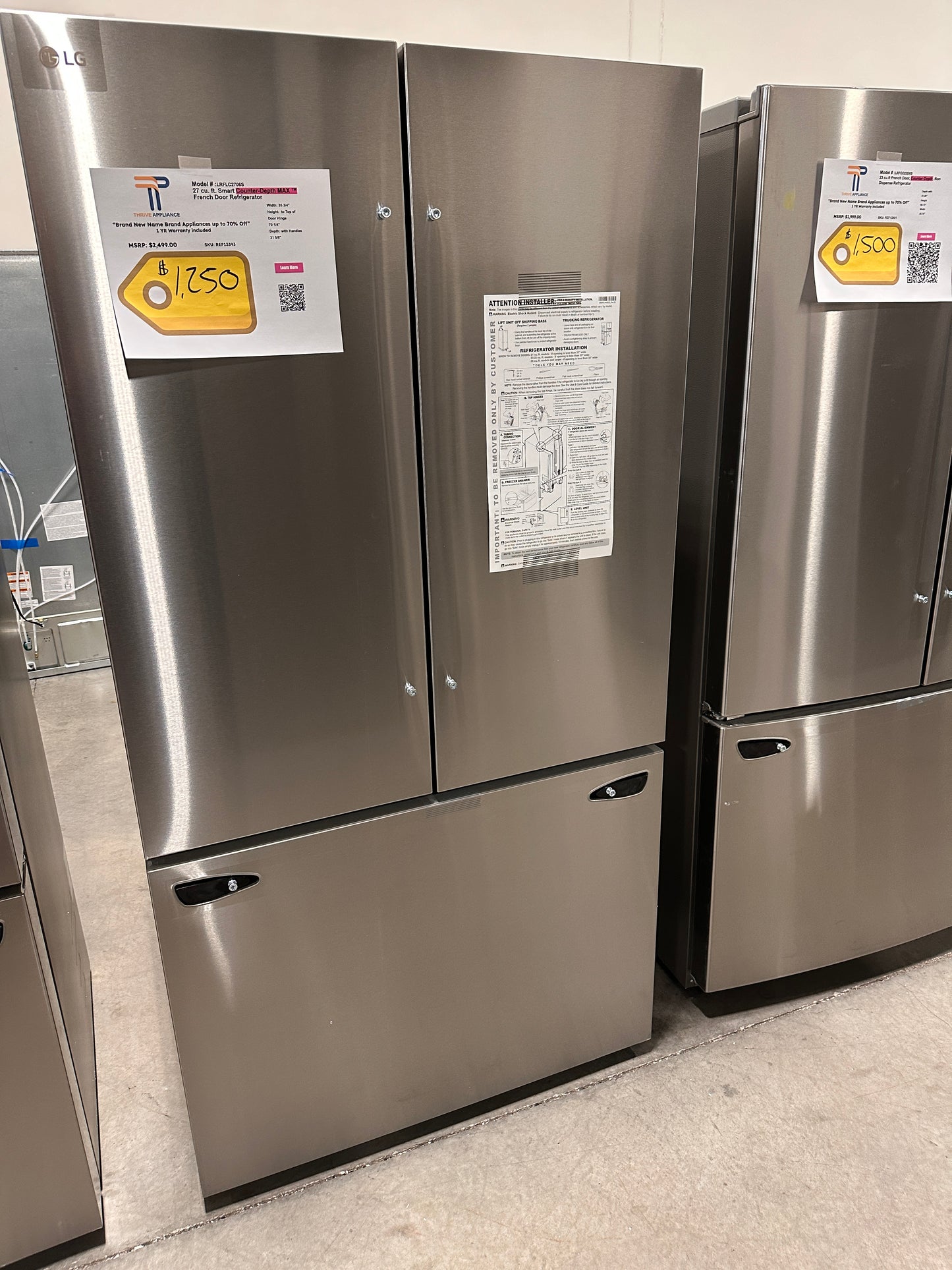 BRAND NEW LG FRENCH DOOR COUNTER DEPTH MAX FRIDGE MODEL: LRFLC2706S REF13393