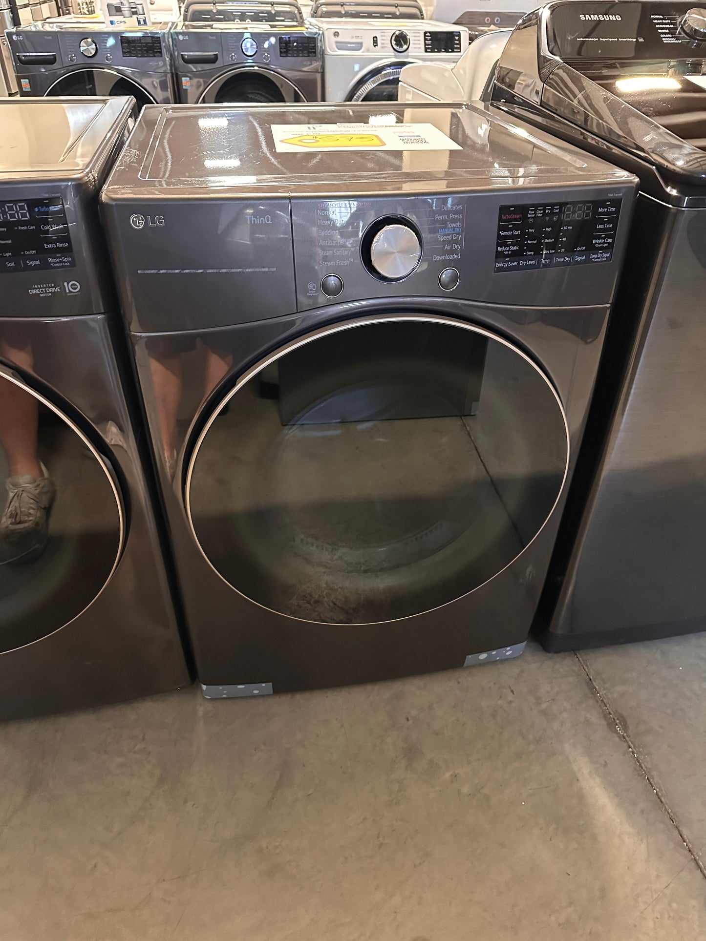 BEAUTIFUL BLACK STEEL LG STACKABLE GAS DRYER MODEL: DLGX4001B DRY12721