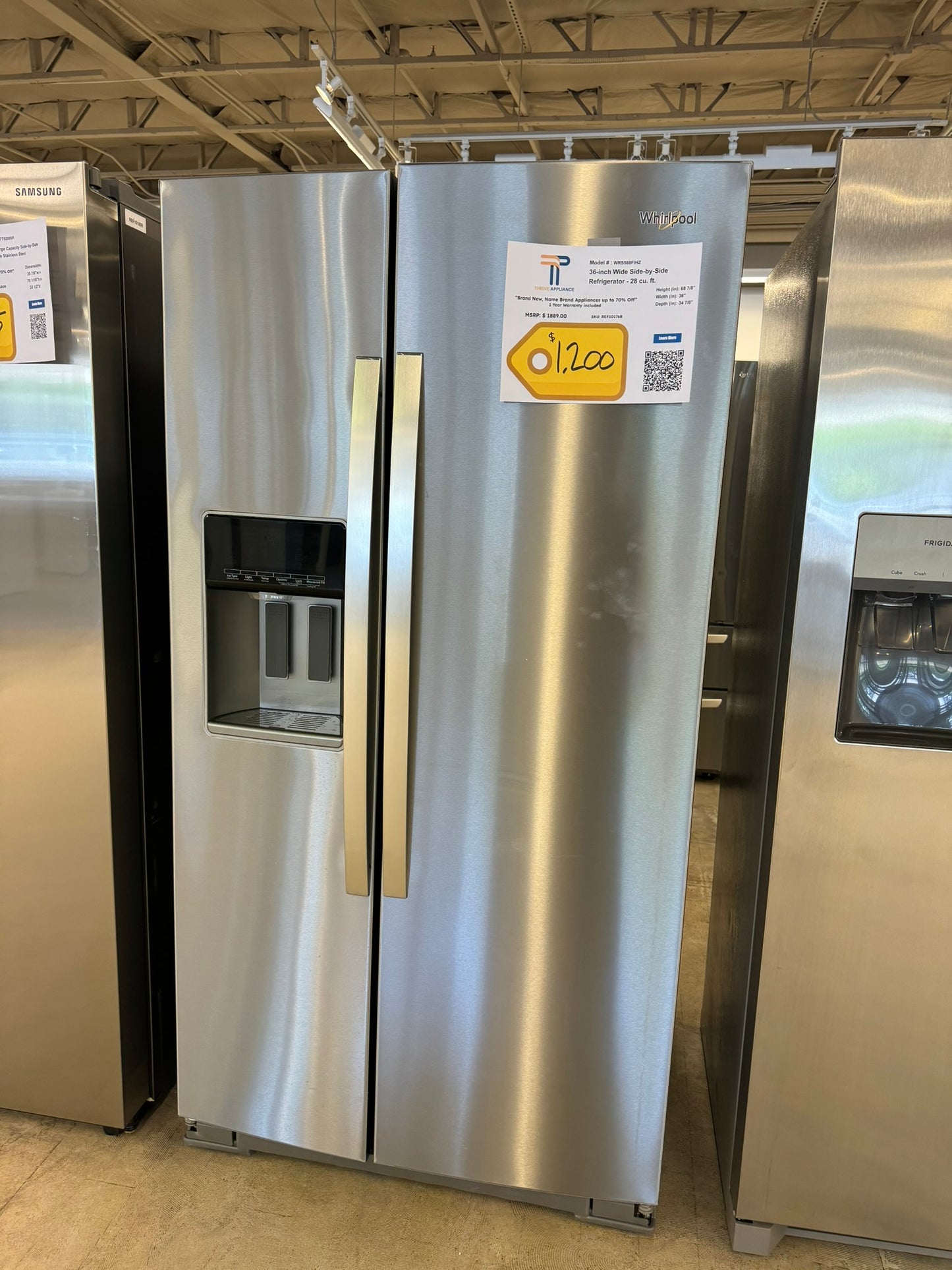 BRAND NEW WHIRLPOOL REFRIGERATOR with IN-DOOR-ICE MODEL: WRS588FIHZ REF10176R