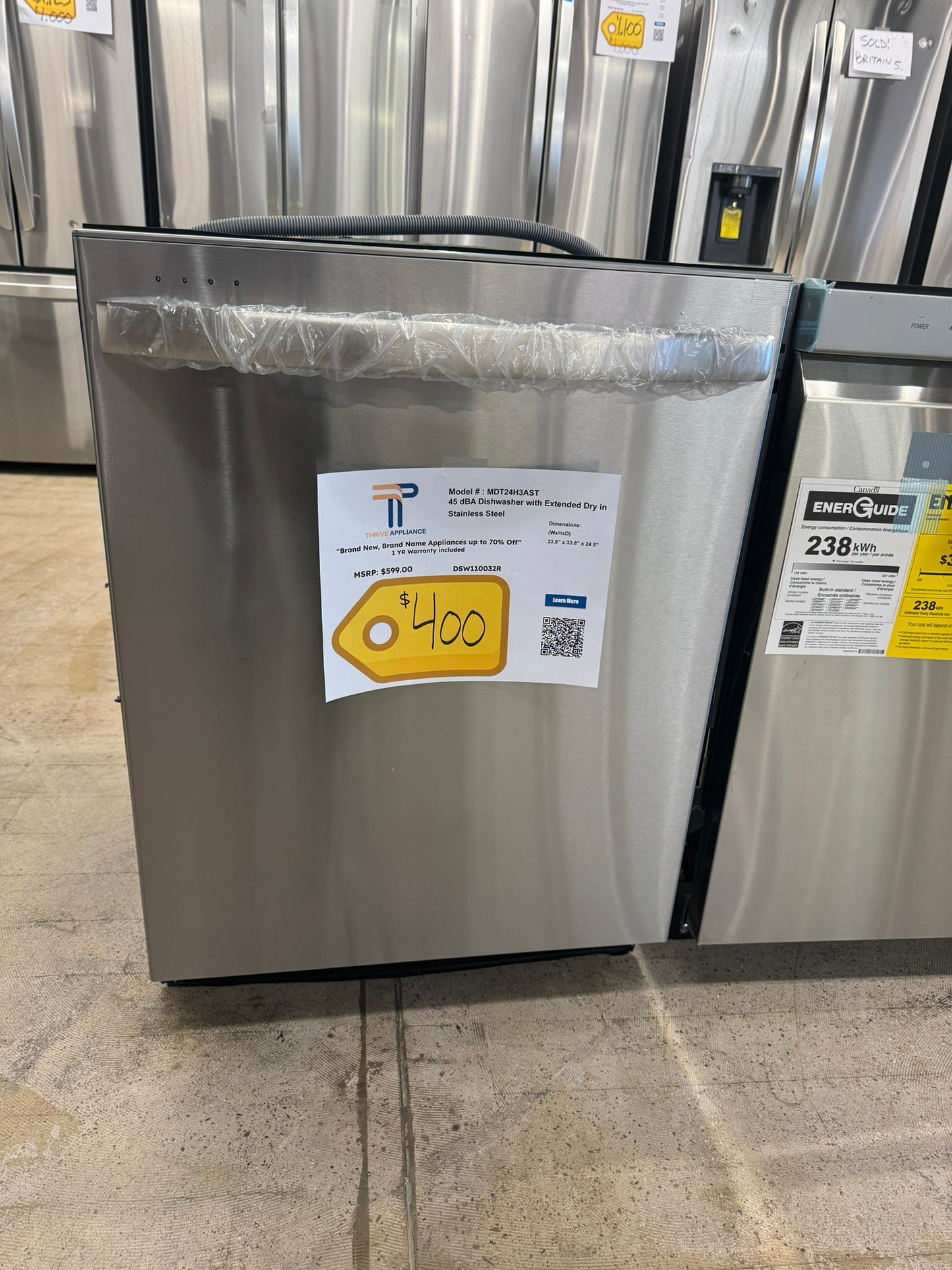 GREAT NEW TOP CONTROL DISHWASHER with 3RD RACK MODEL: MDT24H3AST DSW10032R