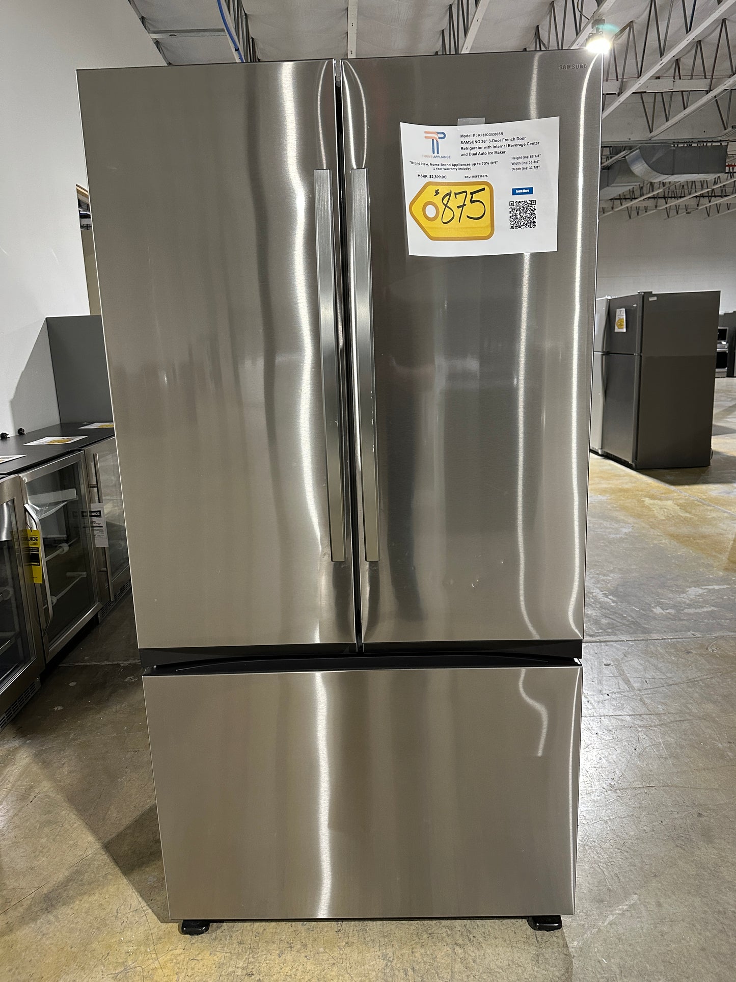 Samsung 36-inch W 31.5 cu. ft. French Door Refrigerator - MODEL: RF32CG5300SR REF13857S