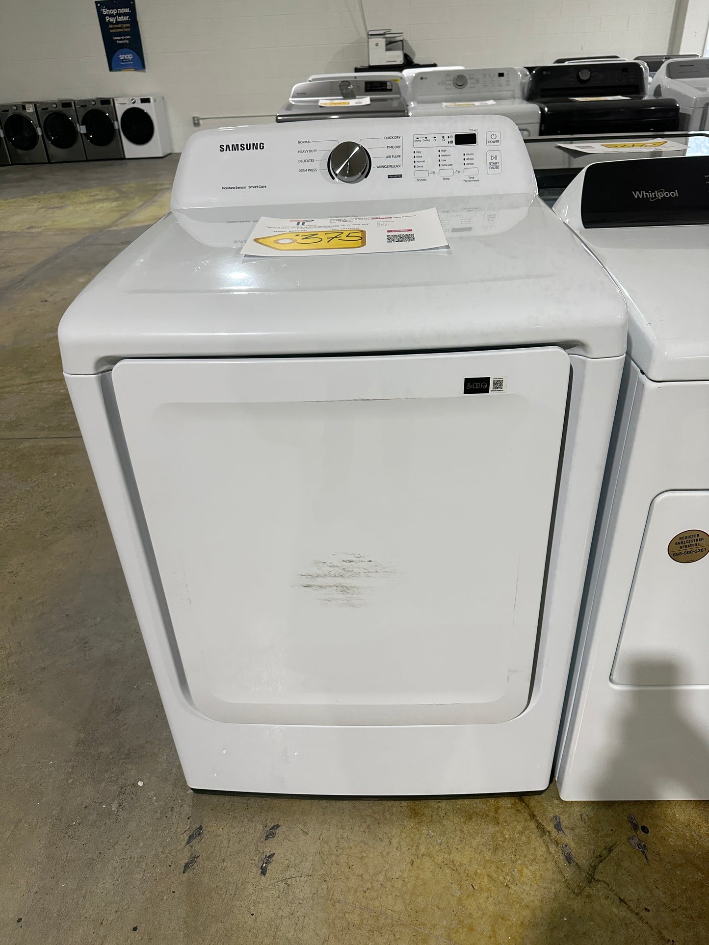 LOWEST PRICE! Samsung - 7.2 Cu. Ft. Electric Dryer with Sensor Dry - MODEL: DVE45T3200W DRY13067S