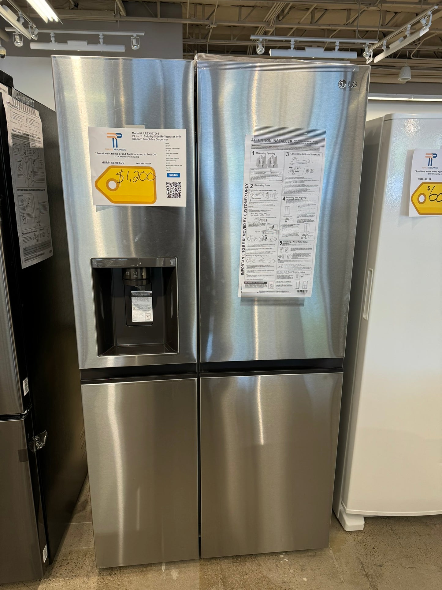 NEW SIDE-BY-SIDE LG REFRIGERATOR with SPACEPLUS ICE MODEL: LRSXS2706S REF10211R