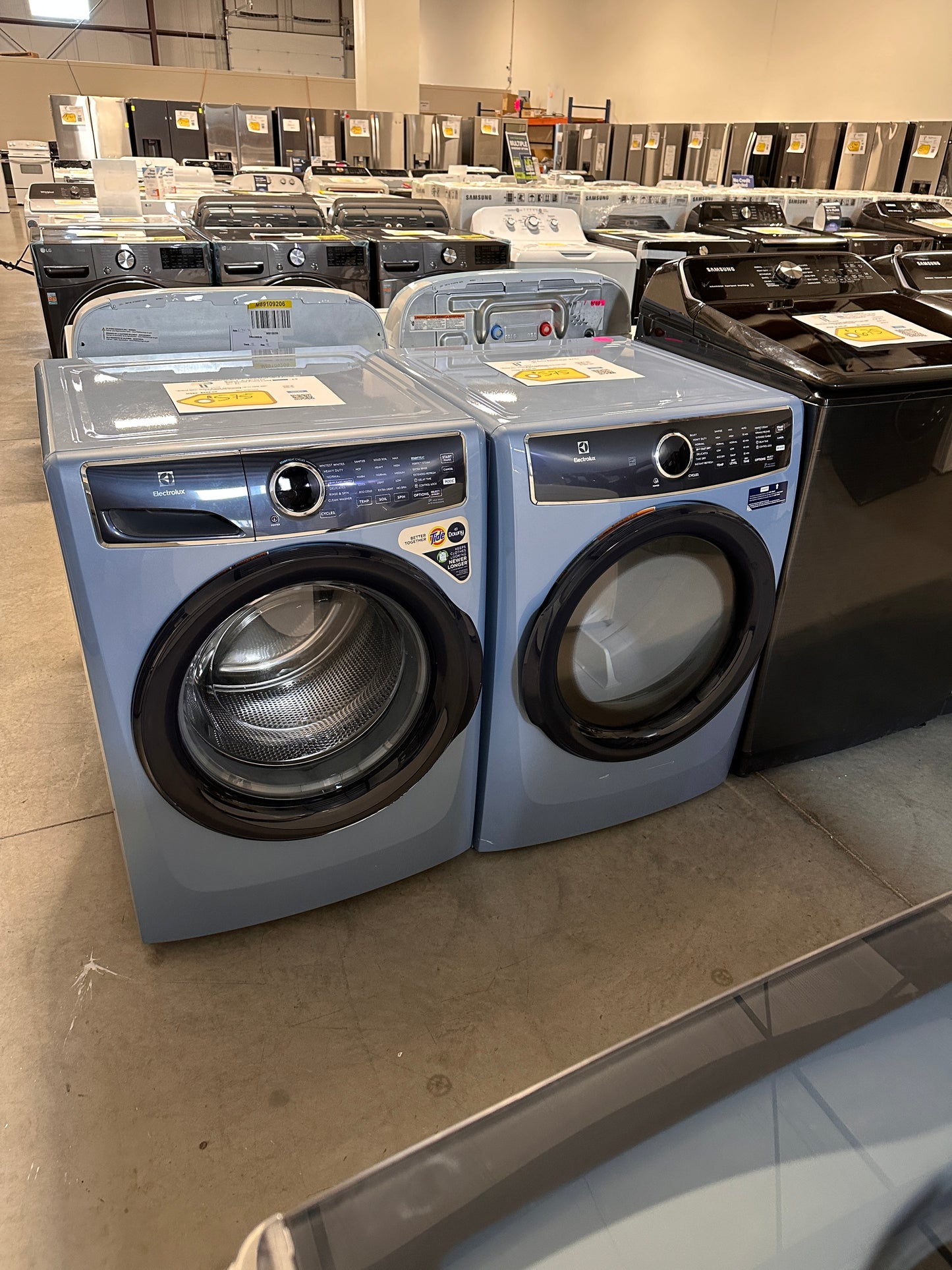 GLACIER BLUE LAUNDRY SET FRONT LOAD WASHER ELECTRIC DRYER WAS13475 DRY12675