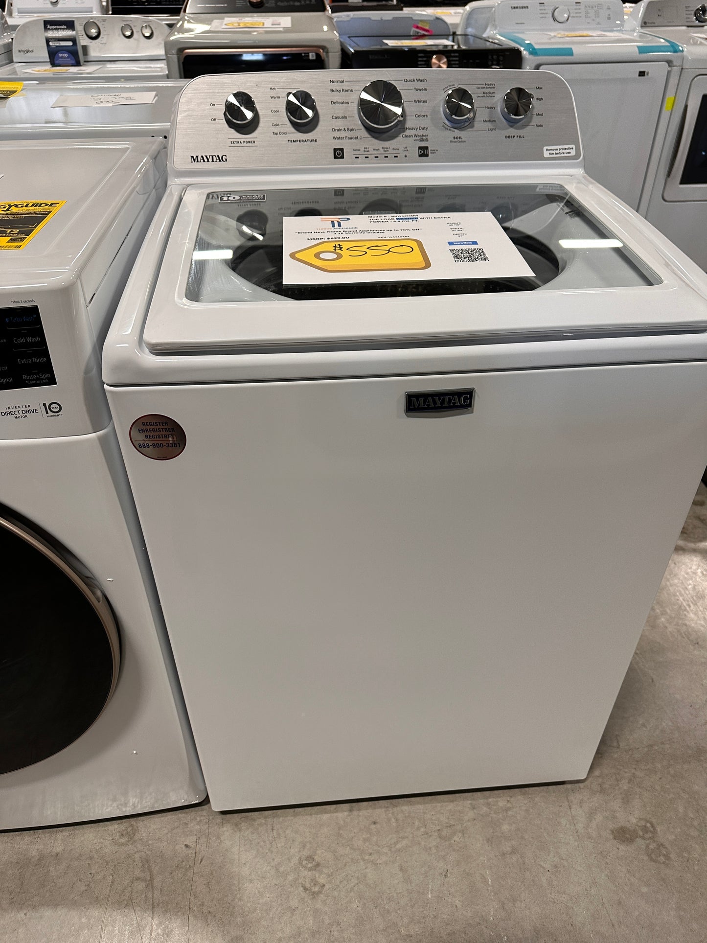 NEW MAYTAG TOP LOAD WASHER with EXTRA POWER MODEL: MVW5430MW WAS13482
