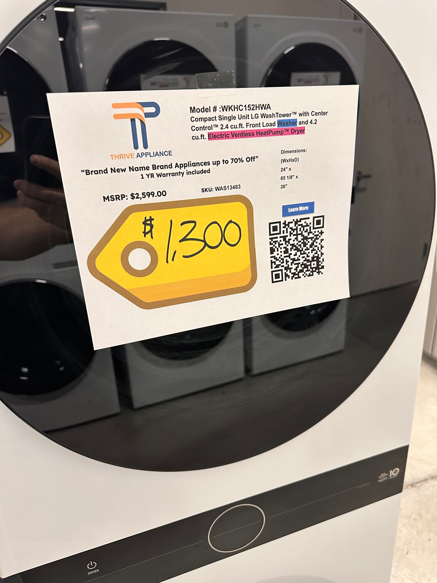 BEAUTIFUL BRAND NEW LG SMART WASHTOWER MODEL: WKHC152HWA WAS13483