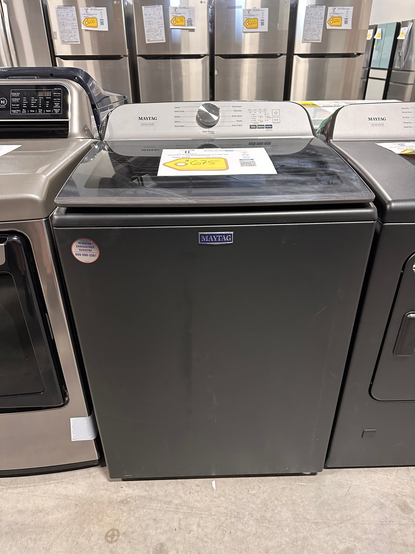VOLCANO BLACK MAYTAG TOP LOAD WASHER MODEL: MVW6500MBK WAS13486