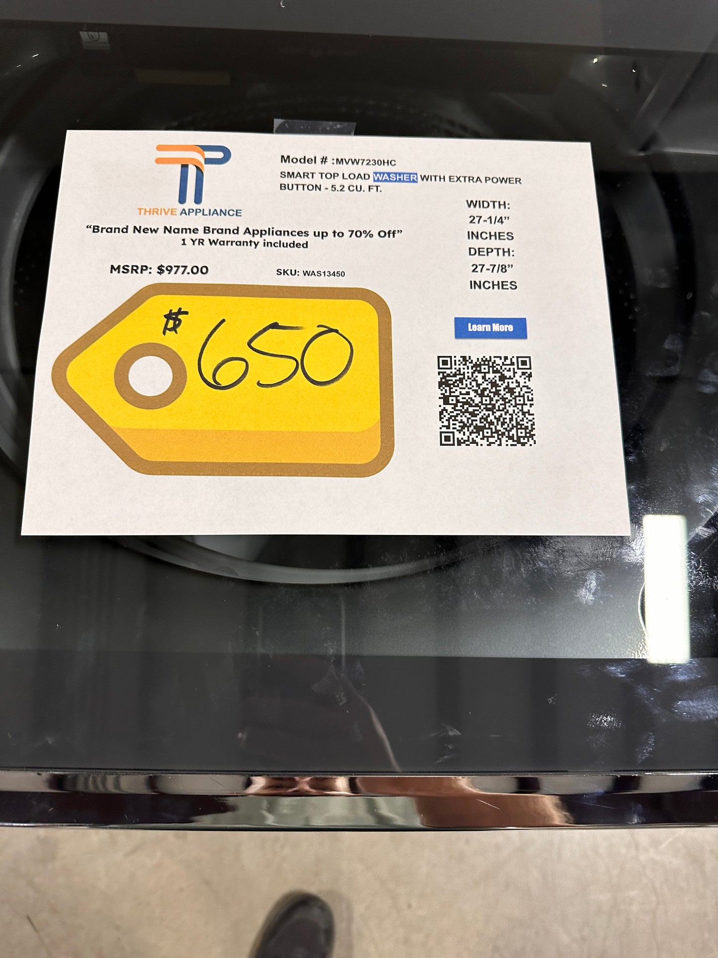 GREAT NEW MAYTAG SMART TOP LOAD WASHER MODEL: MVW7230HC WAS13450