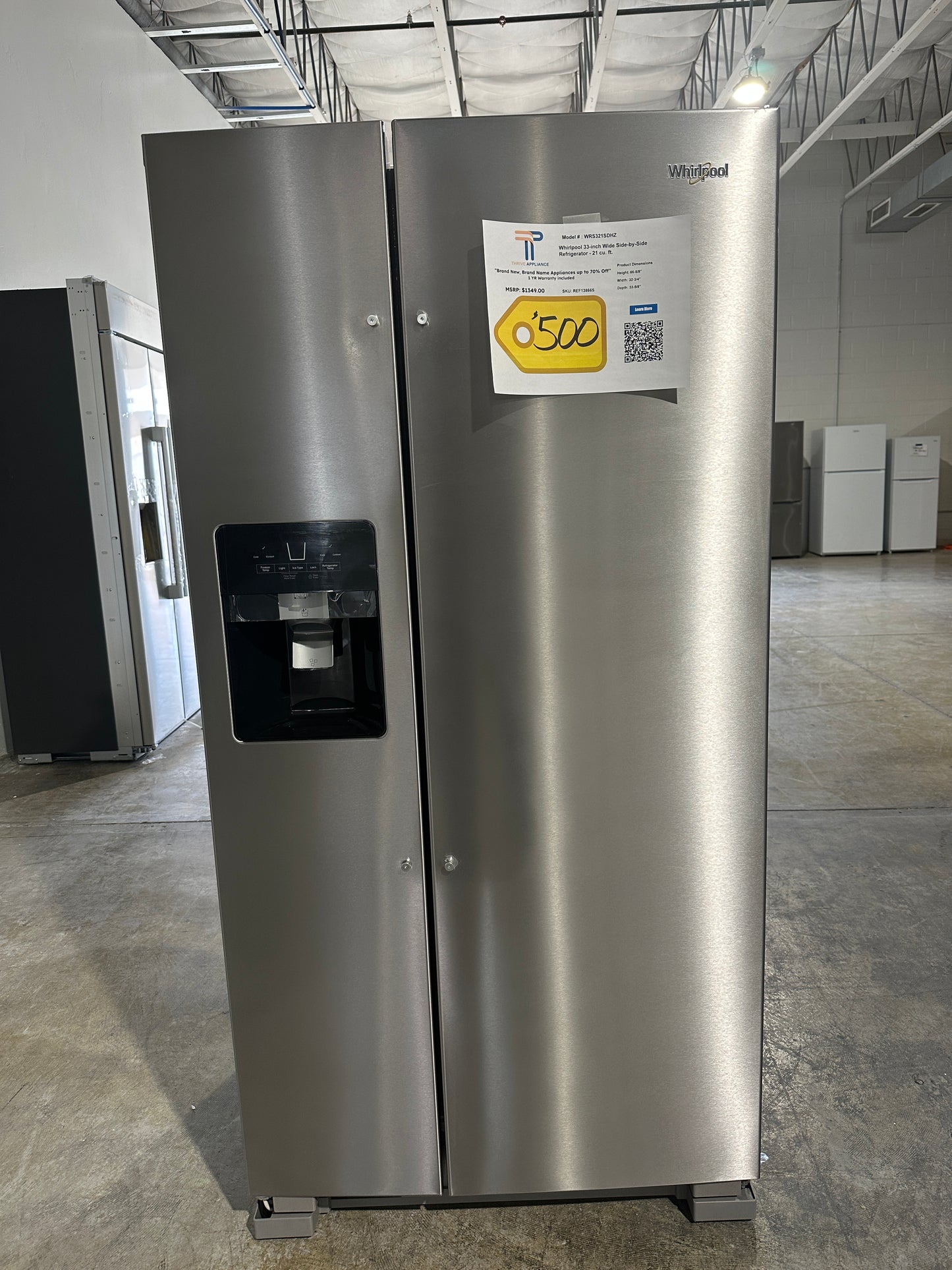 Whirlpool 33-inch Wide Side-by-Side Refrigerator MODEL: WRS321SDHZ REF13866S