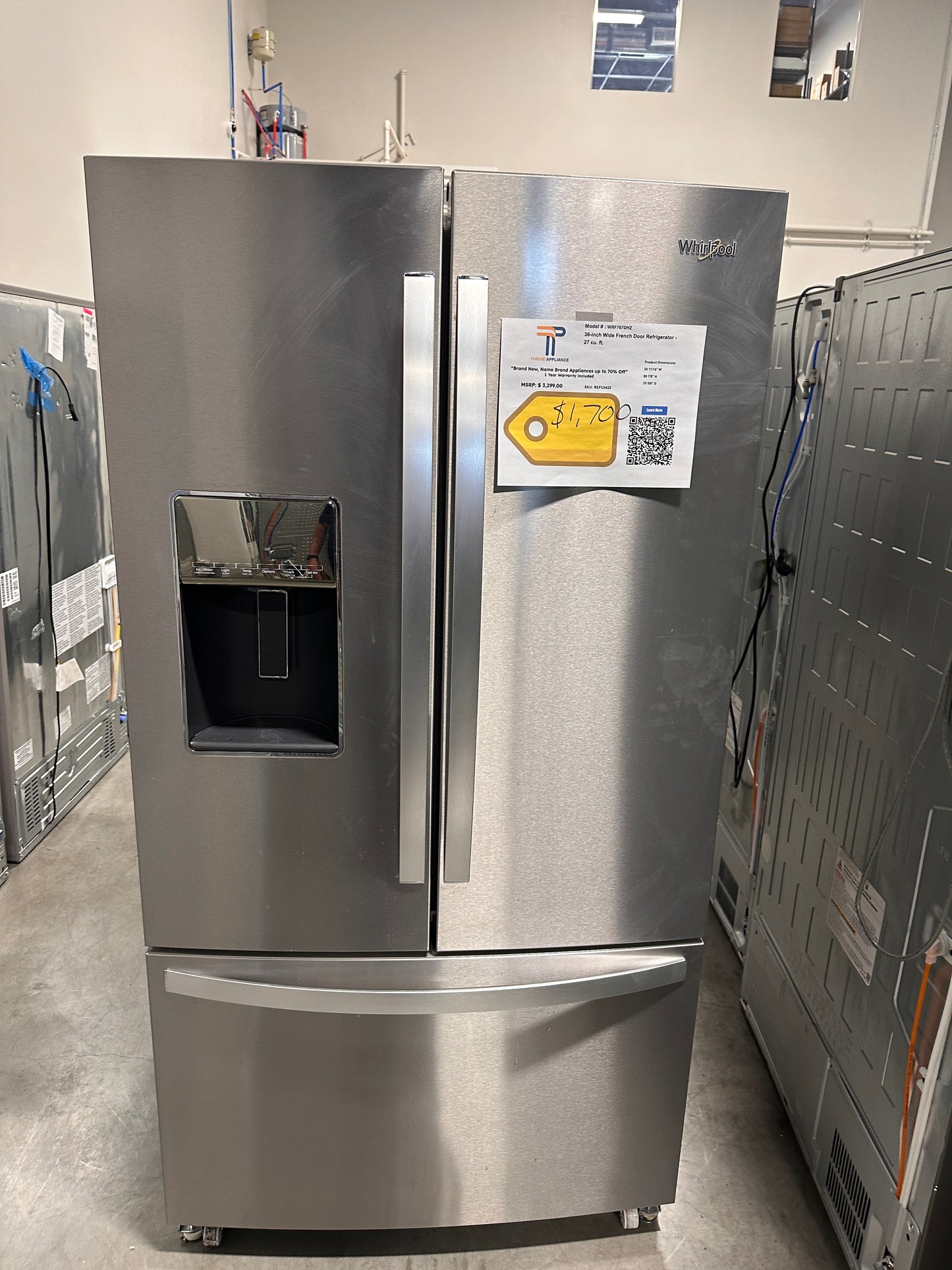Whirlpool - 26.8 Cu. Ft. French Door Refrigerator - Stainless Steel MODEL: WRF767SDHZ REF13425