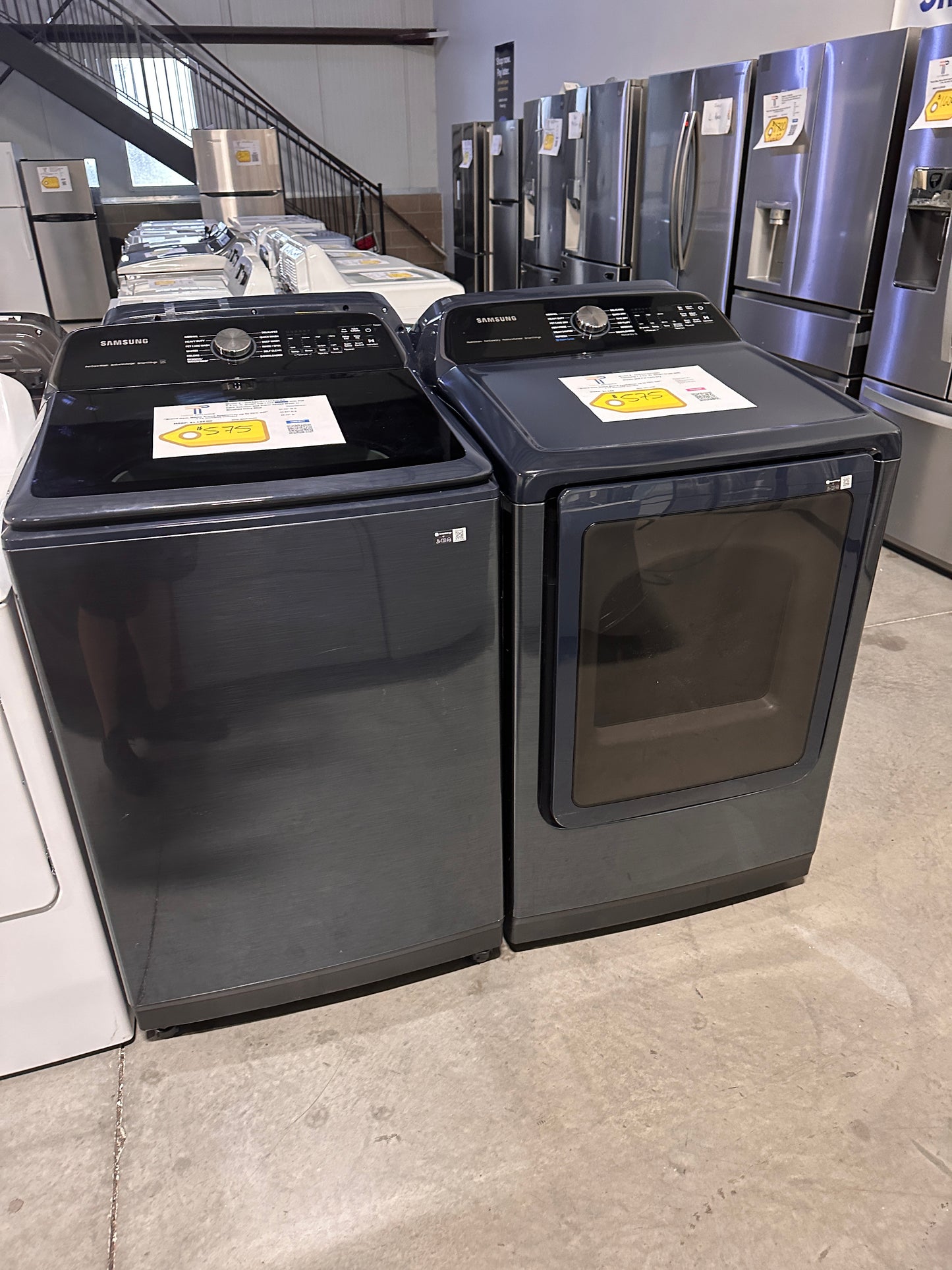 GREAT NEW SAMSUNG BRUSHED NAVY LAUNDRY SET WAS13501 DRY12762