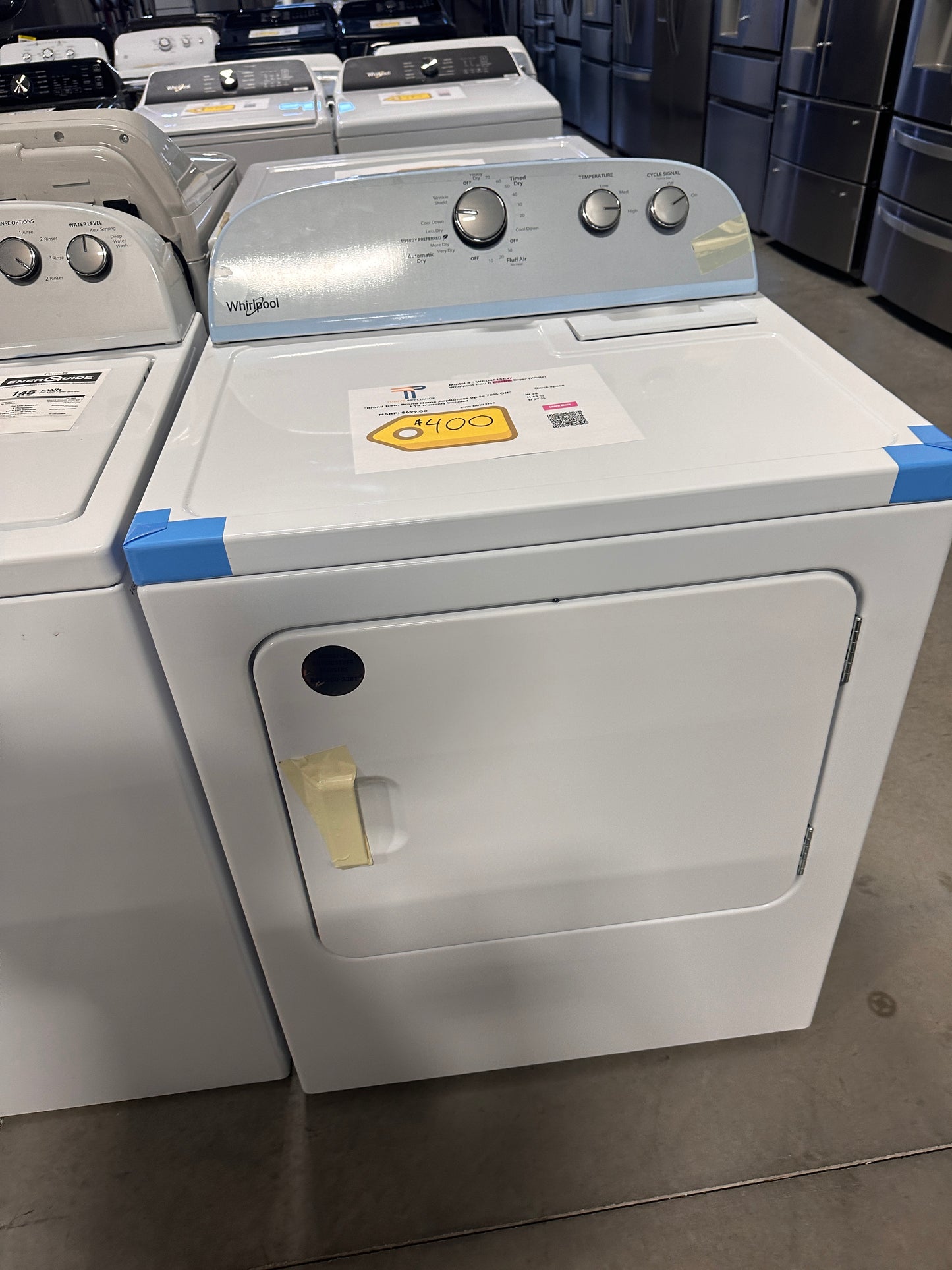 GREAT NEW WHIRLPOOL ELECTRIC DRYER MODEL: WED4815EW DRY12755