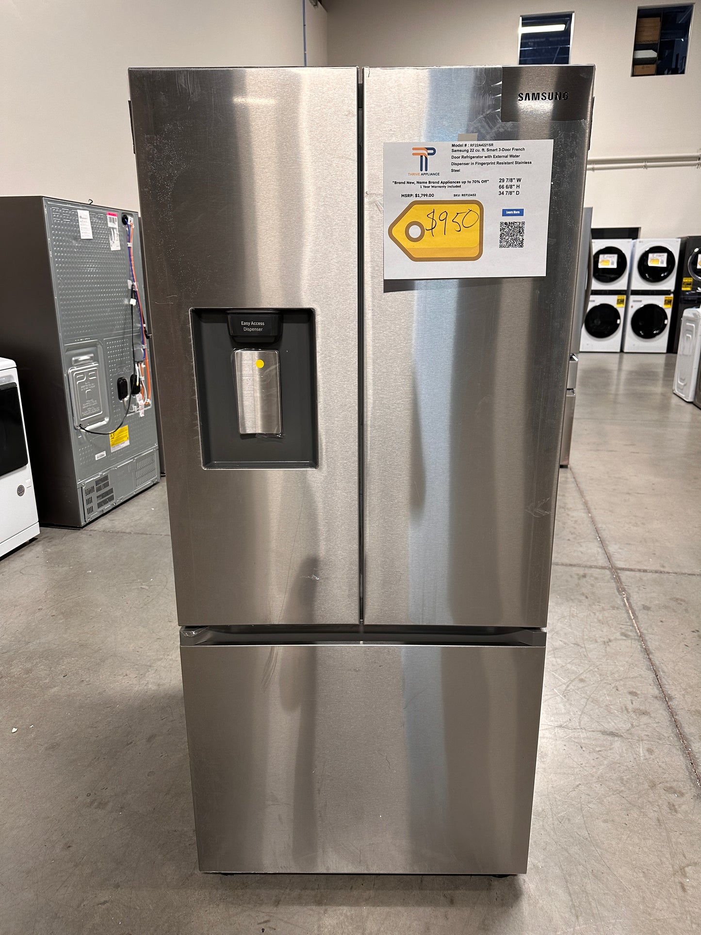 BRAND NEW SAMSUNG FRENCH DOOR SMART REFRIGERATOR MODEL: RF22A4221SR REF13452