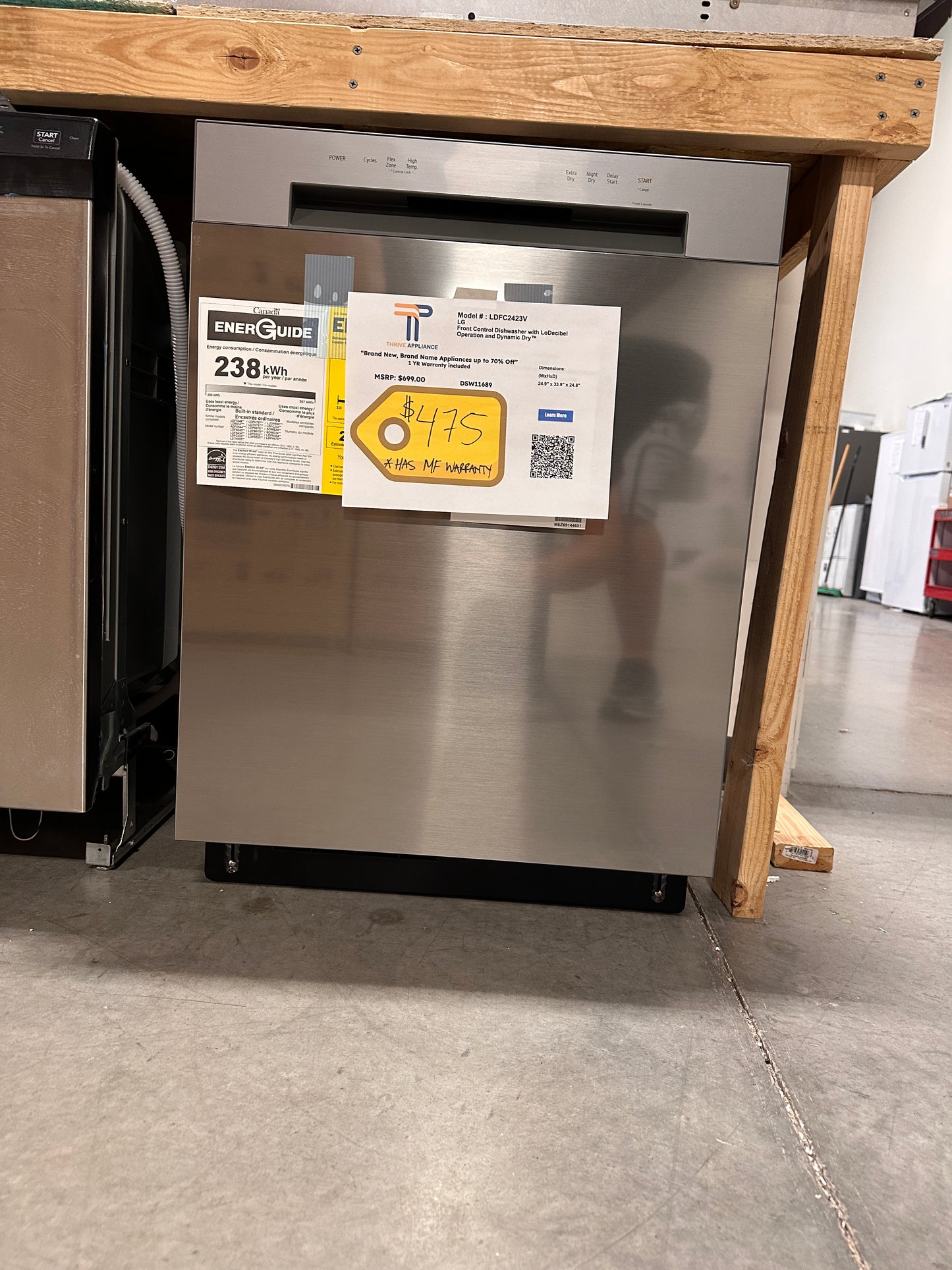 STAINLESS STEEL TUB NEW LG DISHWASHER MODEL: LDFC2423V DSW11692