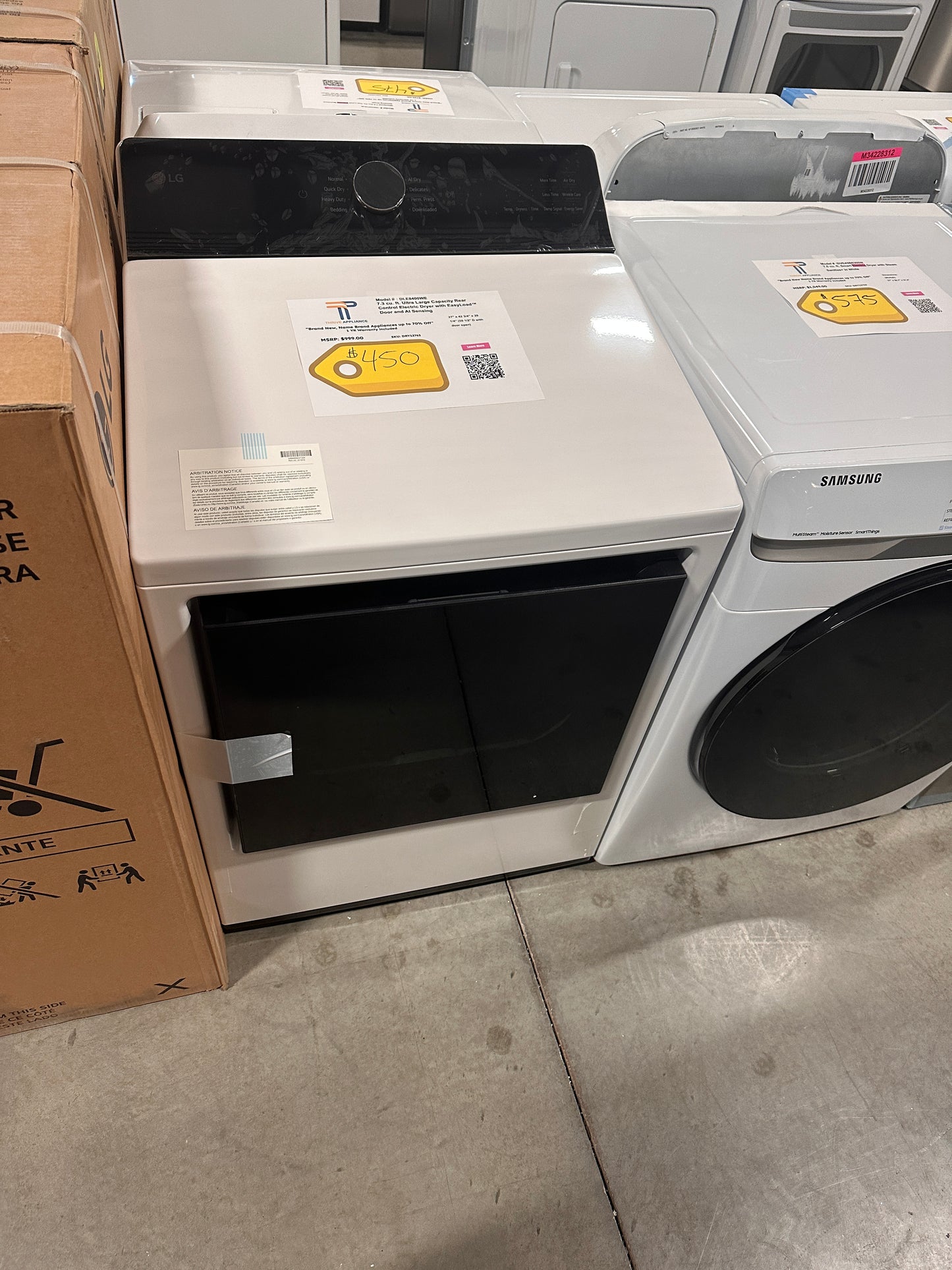 EASYLOAD DOOR SMART LG ELECTRI DRYER MODEL: DLE8400WE DRY12765