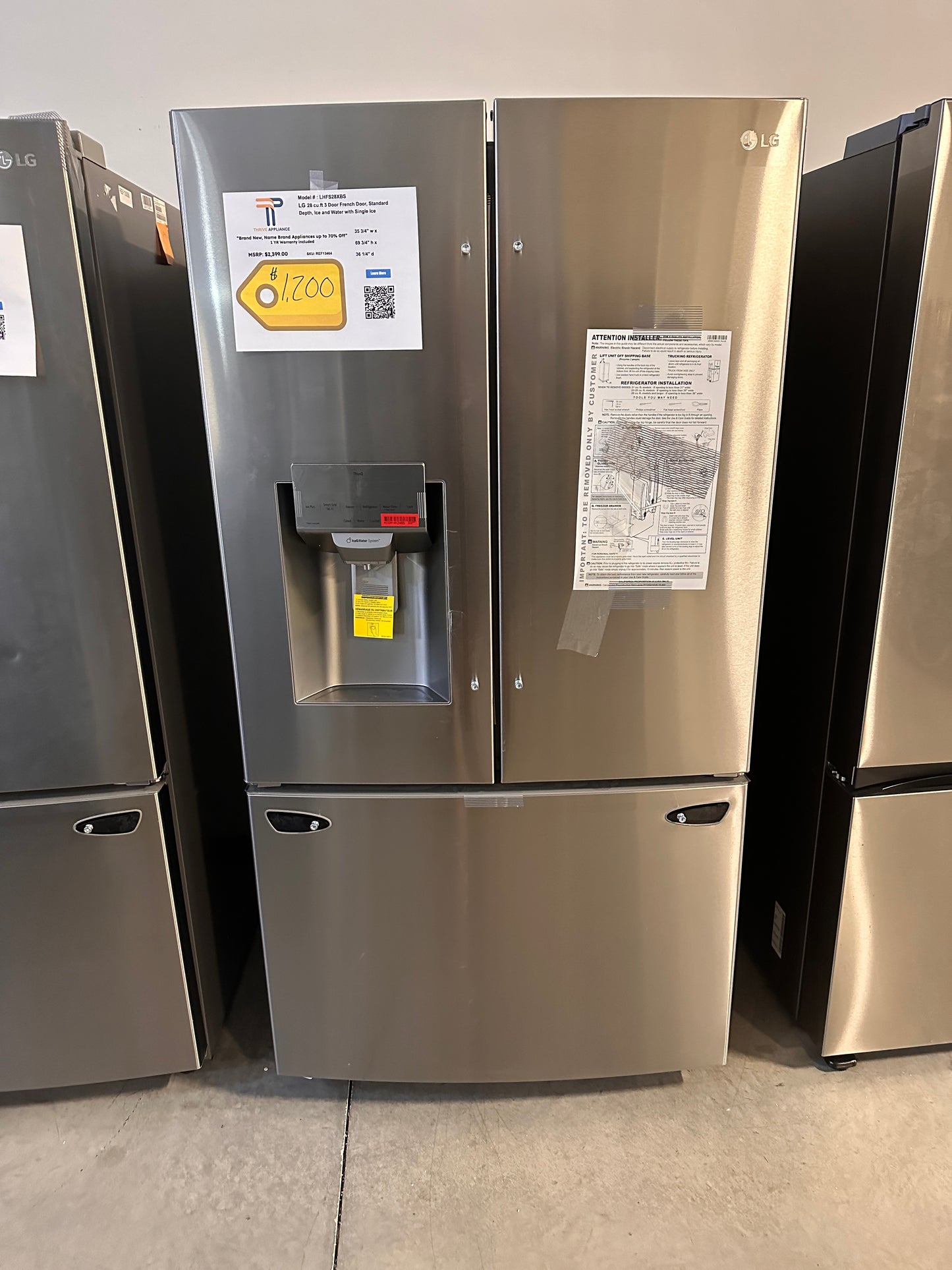 GORGEOUS NEW FRENCH DOOR SMART LG REFRIGERATOR MODEL: LHFS28XBS REF13464
