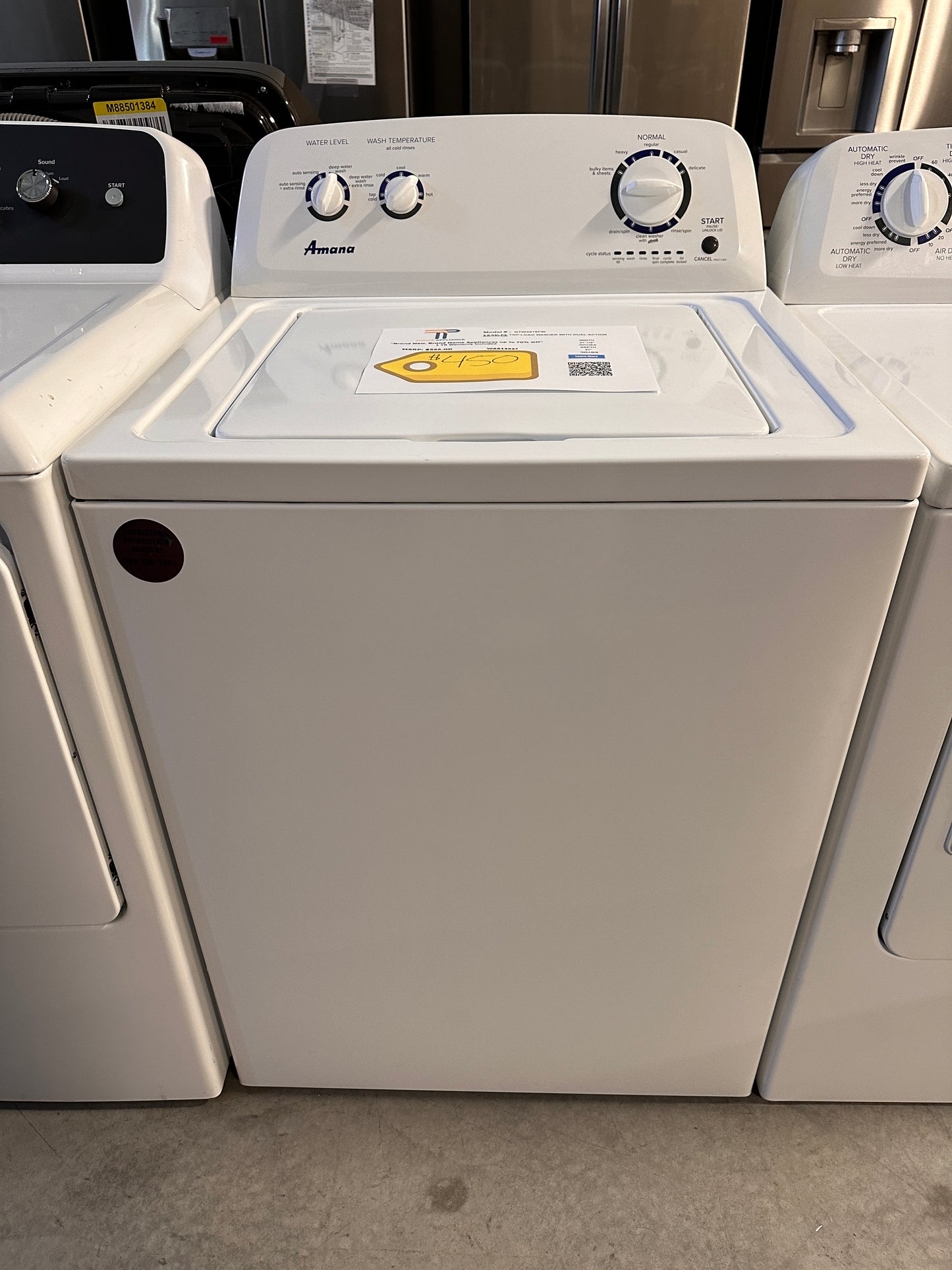 NEW AMANA TOP LOAD WASHER with AGITATOR MODEL: NTW4516FW WAS13527