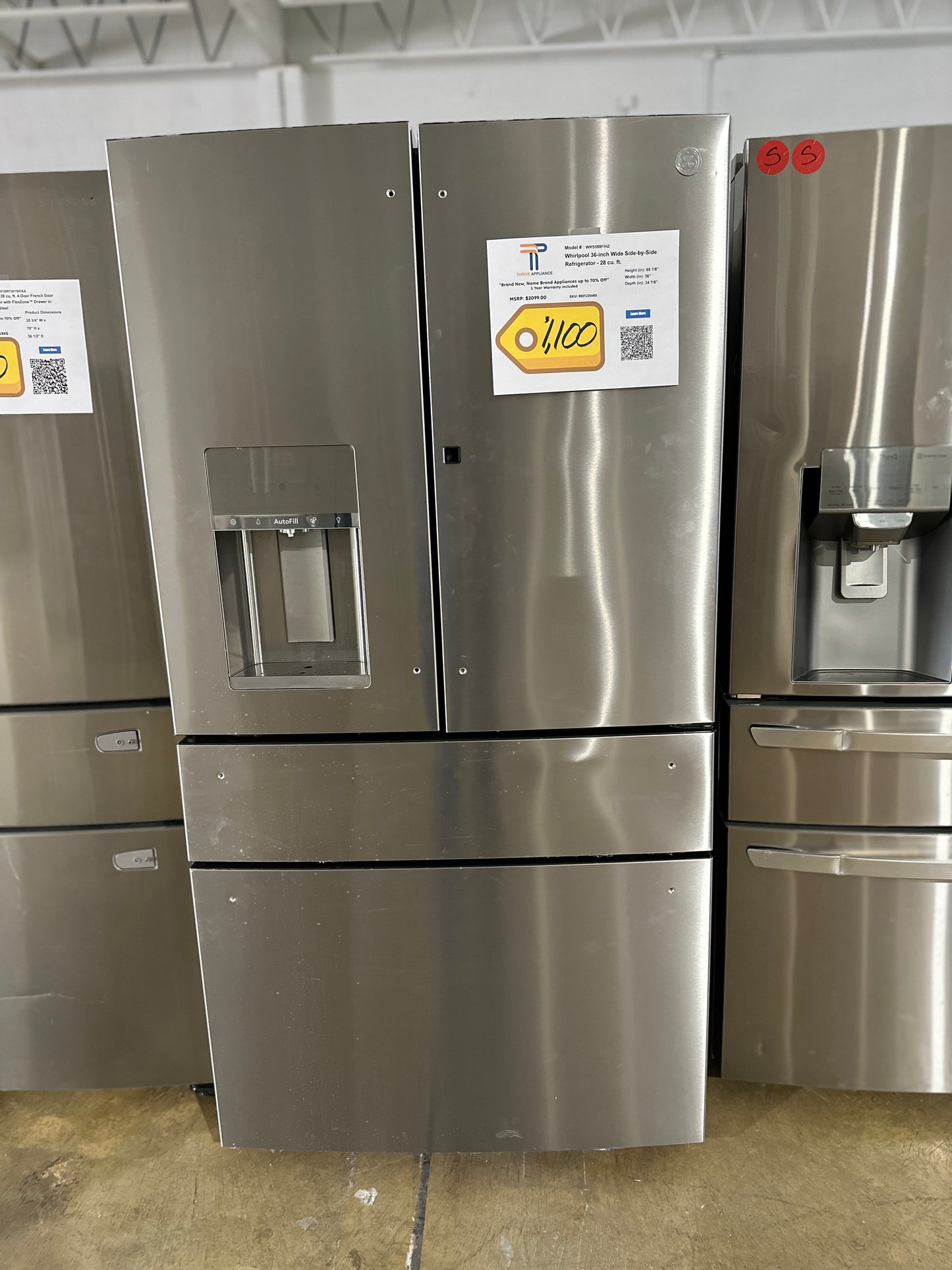 NEW GE PROFILE FRENCH DOOR SMART REFRIGERATOR MODEL: PVD28BYNFS REF13568S