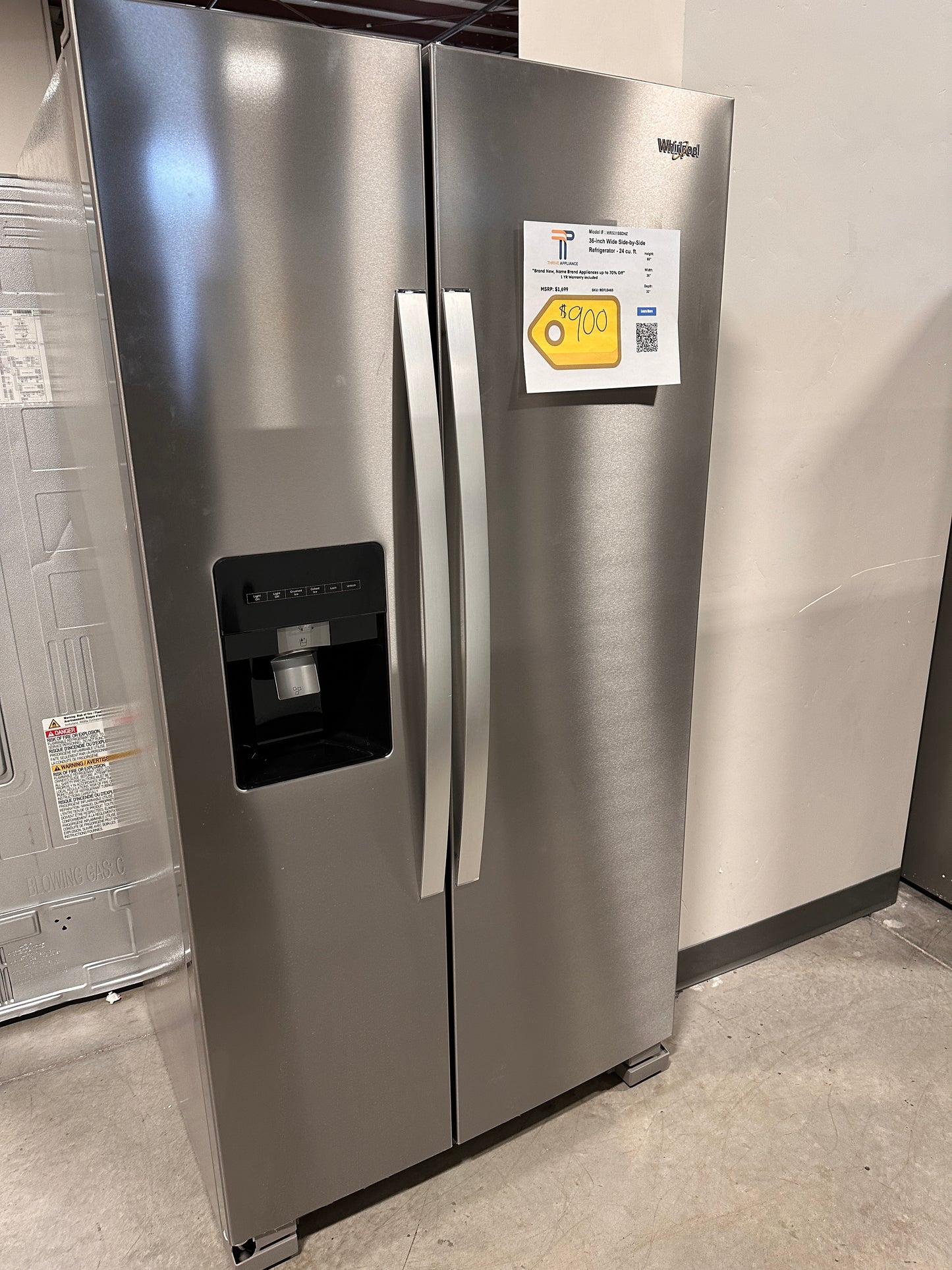 GREAT NEW WHIRLPOOL SIDE-BY-SIDE REFRIGERATOR MODEL: WRS315SDHZ REF13483