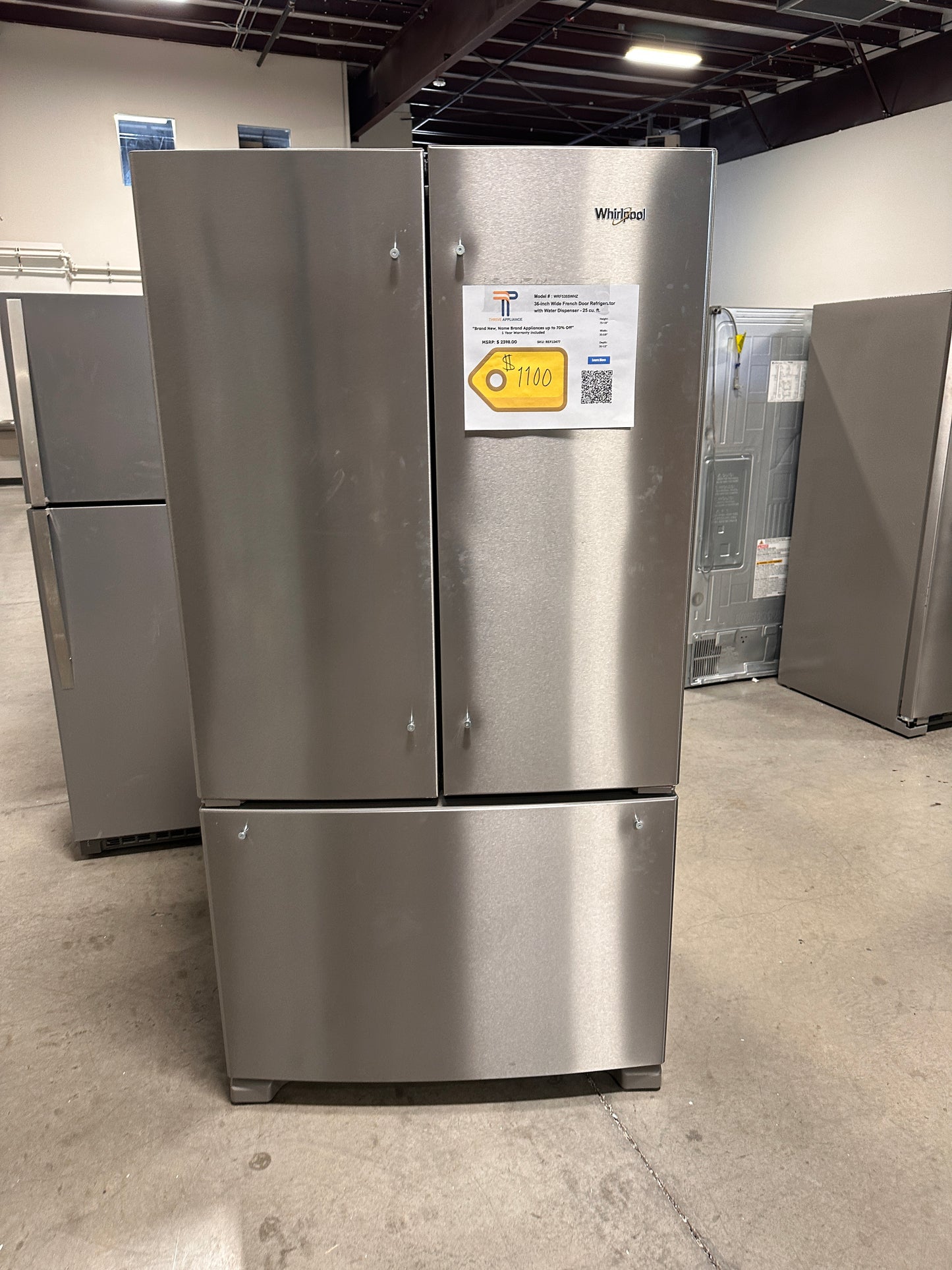GREAT NEW WHIRLPOOL FRENCH DOOR REFRIGERATOR MODEL: WRF535SWHZ REF13477