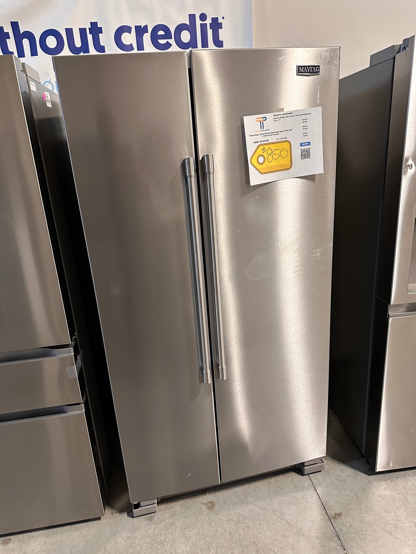 GREAT NEW SIDE BY SIDE MAYTAG REFRIGERATOR MODEL: MSS25N4MKZ REF13482