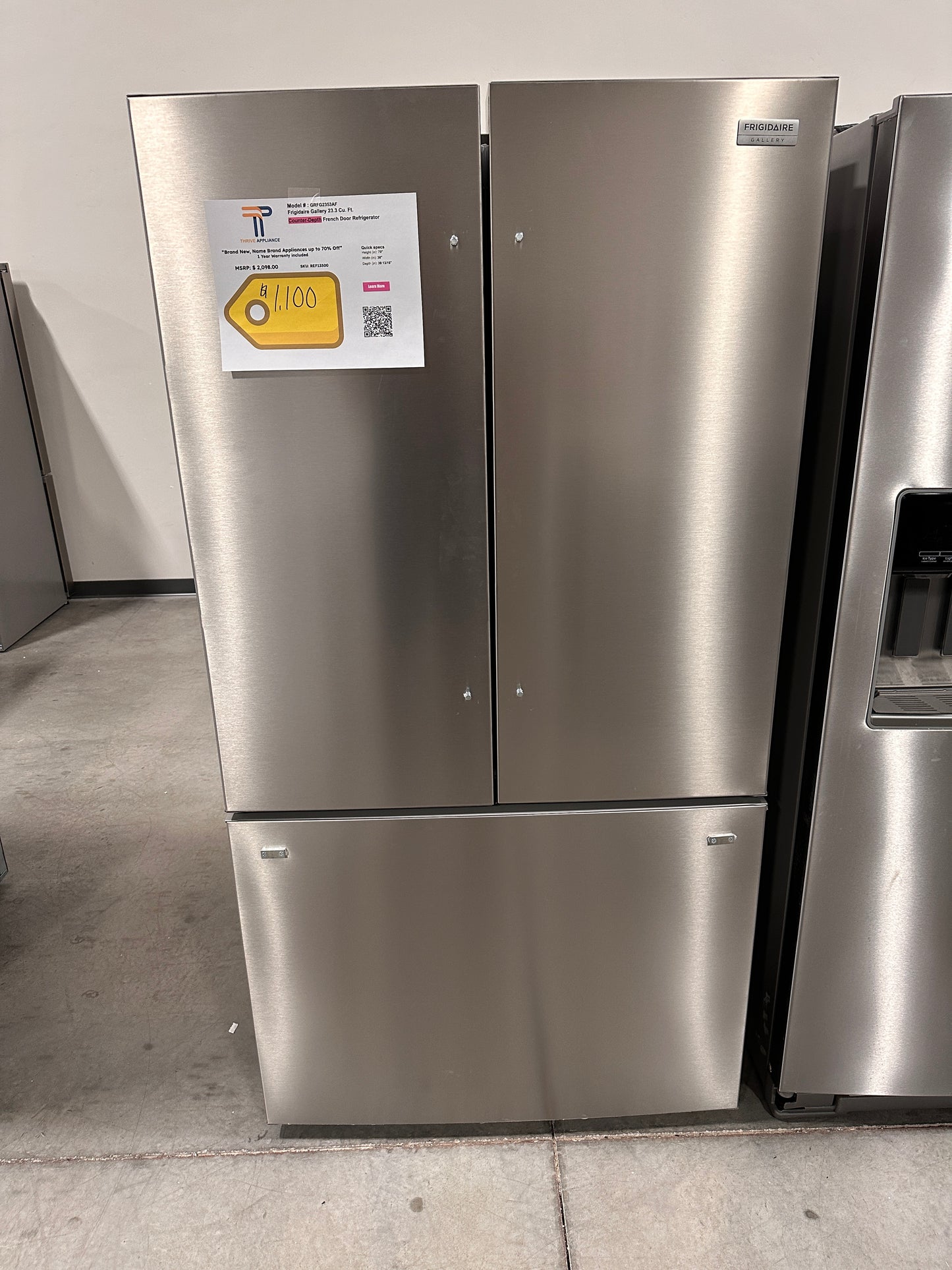 New Frigidaire - Gallery 23.3 Cu. Ft. Counter-Depth French Door Refrigerator MODEL: GRFG2353AF REF13500