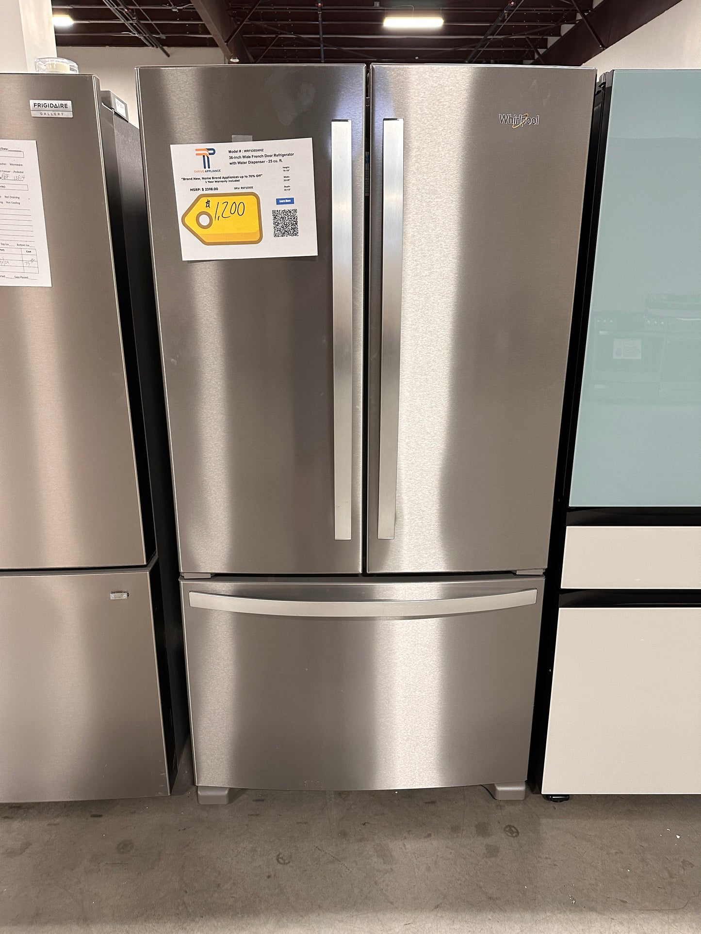 NEW WHIRLPOOL REFRIGERATOR with INTERNAL WATER DISPENSER MODEL: WRF535SWHZ REF13502